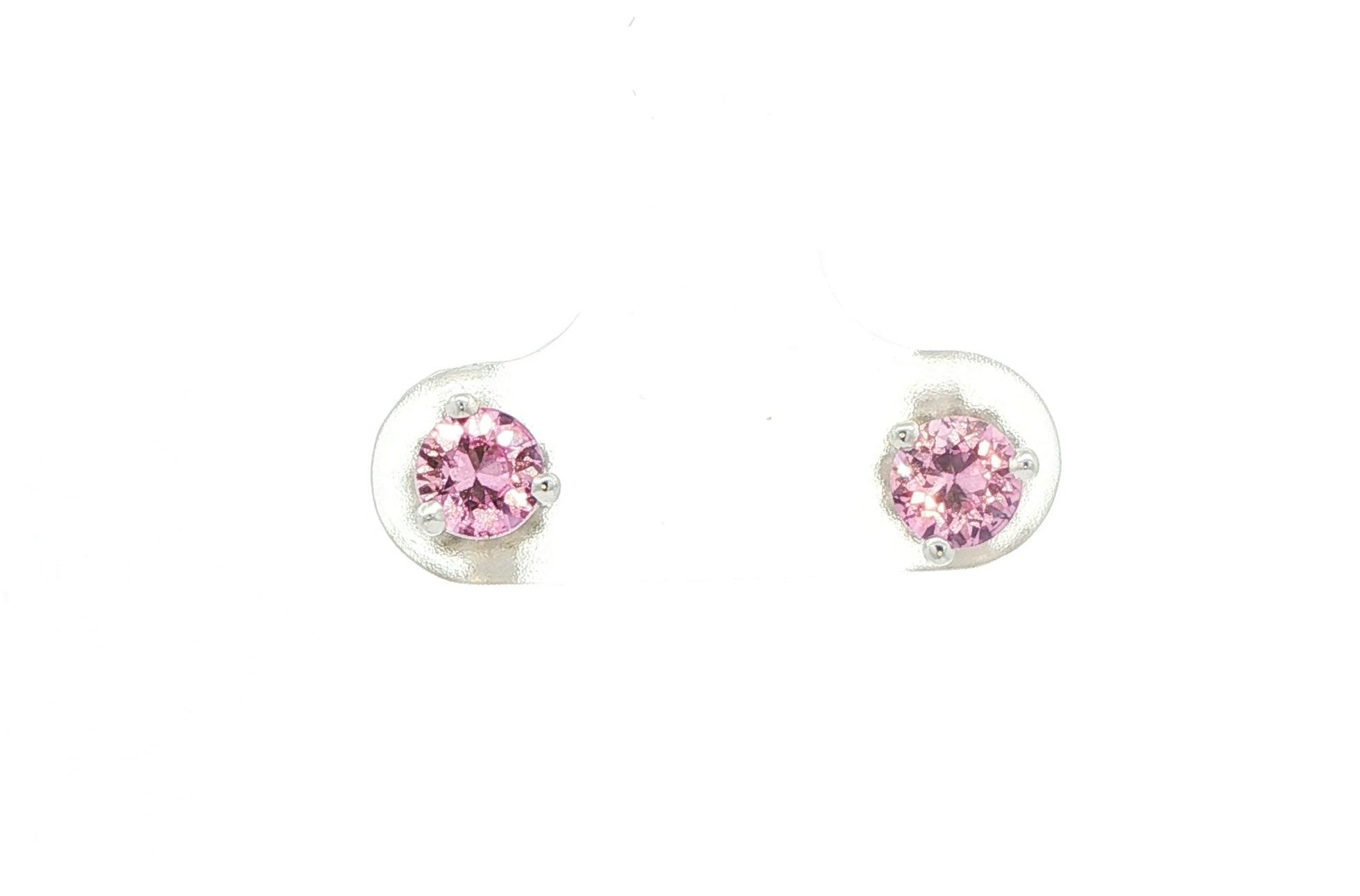 3-Prong Basket-Set Pink Montana Sapphire Stud Earrings in White Gold (0.79cts TWT)