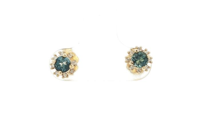 content/products/Montana Sapphire and Diamond Halo Stud Earrings in Yellow Gold (0.72cts TWT)