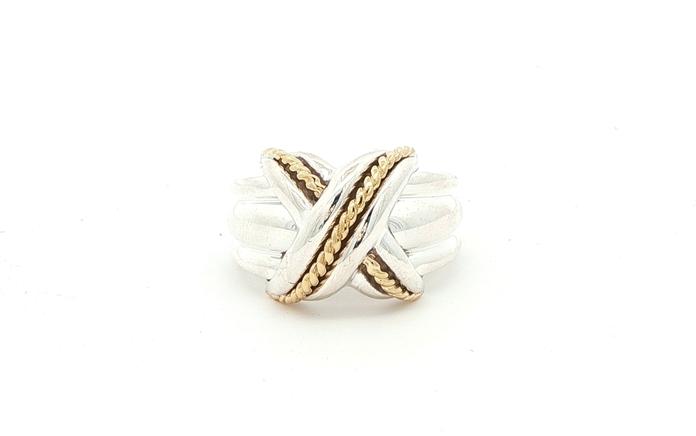 content/products/Estate Piece: Tiffany & Co Two Tone Crossover Ring in Sterling Silver and Yellow Gold