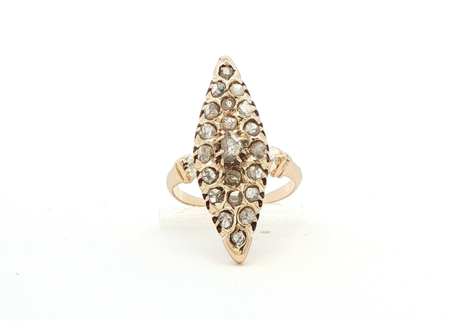 Estate Piece: Vintage Style Marquise Chape Diamond Cluster Ring in Yellow Gold (0.50cts TWT)