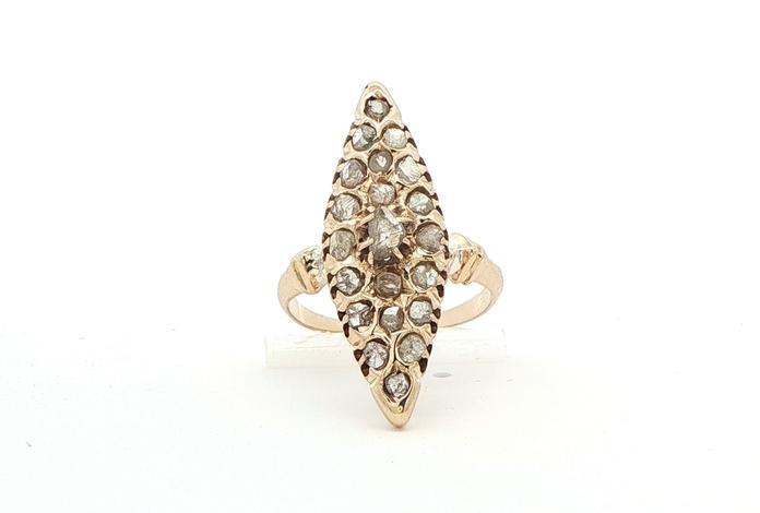 content/products/Estate Piece: Vintage Style Marquise Chape Diamond Cluster Ring in Yellow Gold (0.50cts TWT)