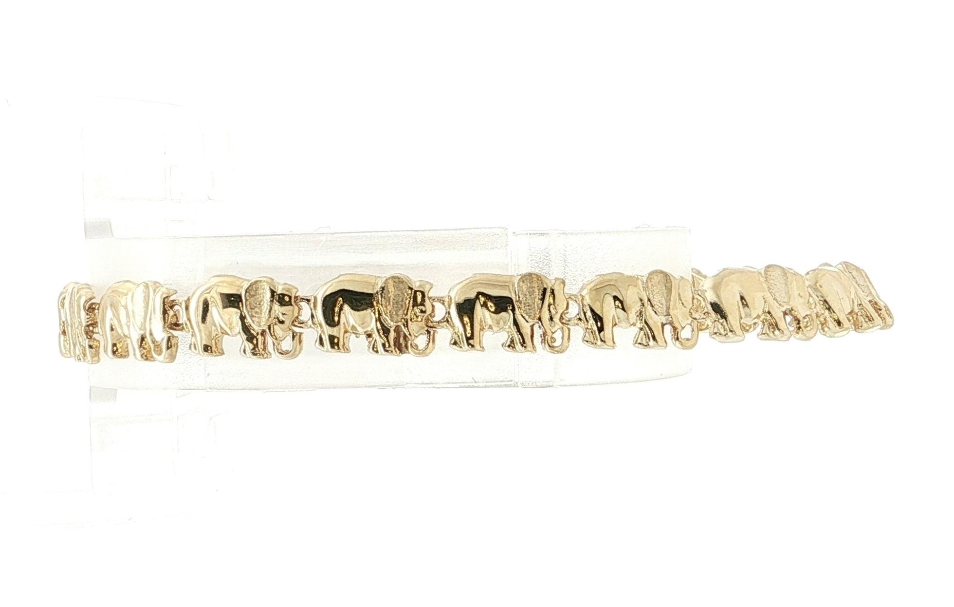 Estate Piece: Elephant Link Bracelet in Yellow Gold 