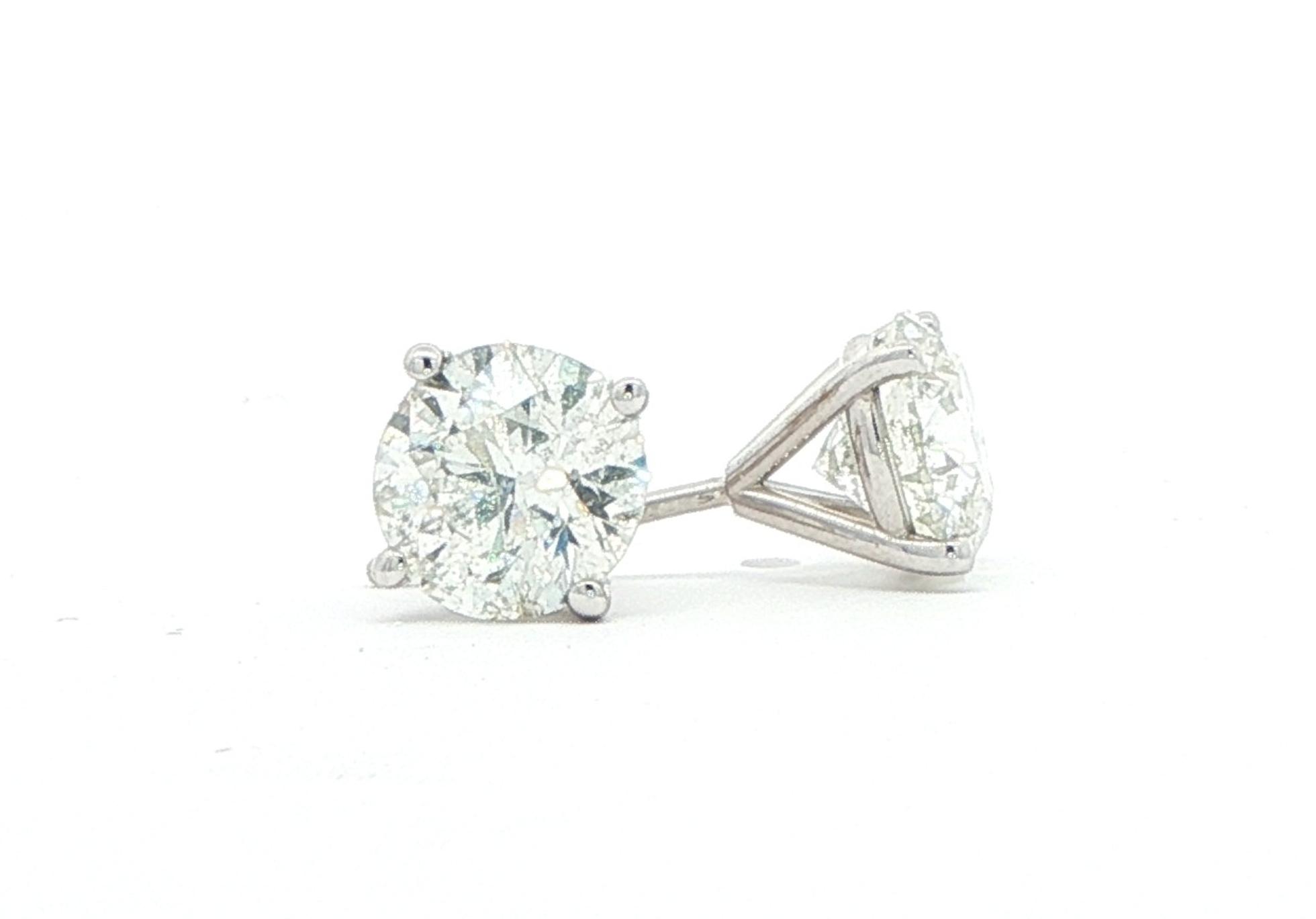 4-Prong Diamond Stud Earrings in White Gold (2.38cts TWT) side