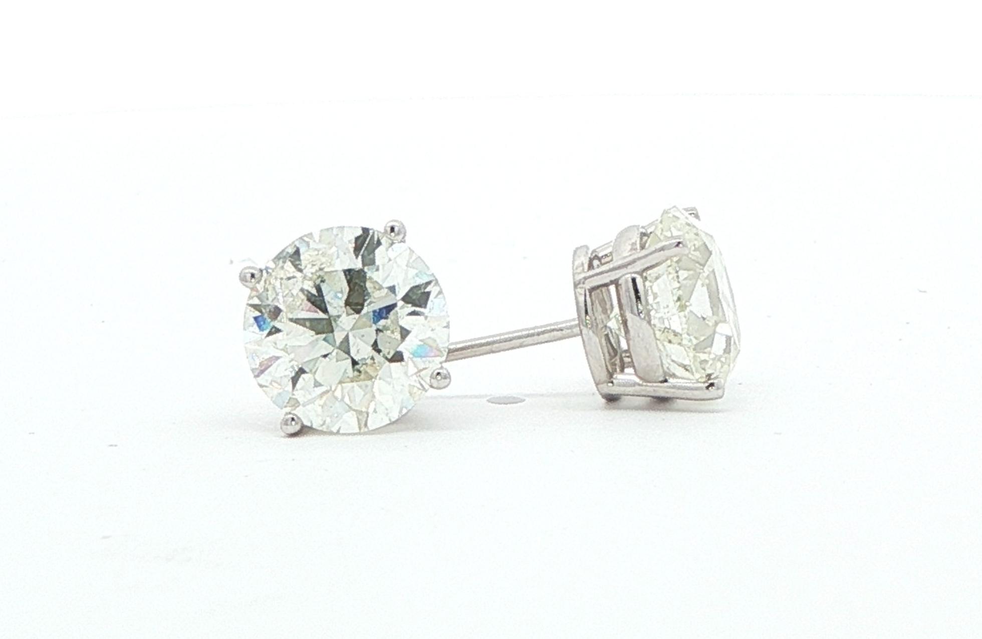 4-Prong Basket-Set Diamond Stud Earrings in White Gold (4.00cts TWT) side