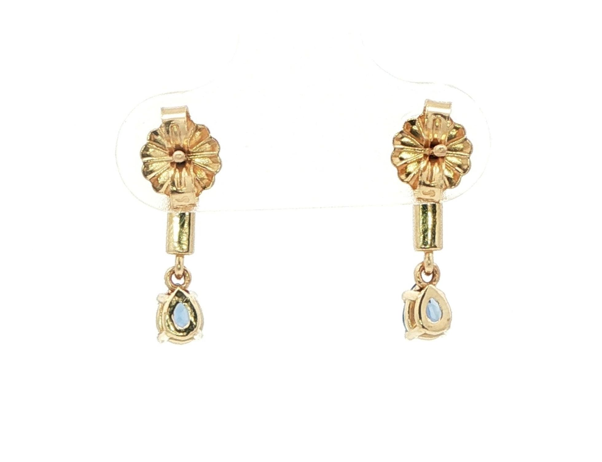 Bar Drop Montana Yogo Sapphire Earrings in Yellow Gold (0.33cts TWT) back