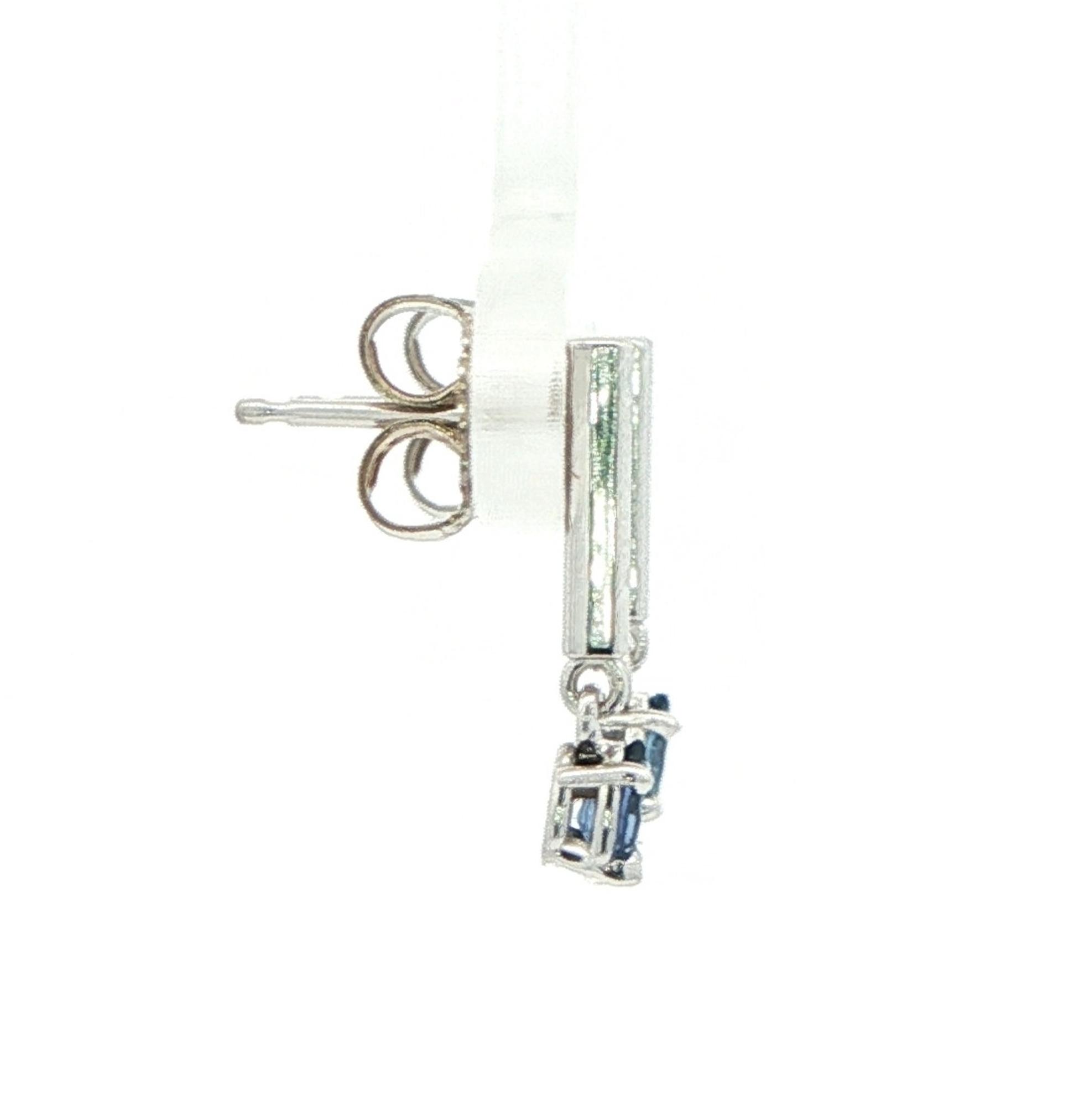 Bar Drop Montana Yogo Sapphire Earrings in White Gold (0.31cts TWT) side