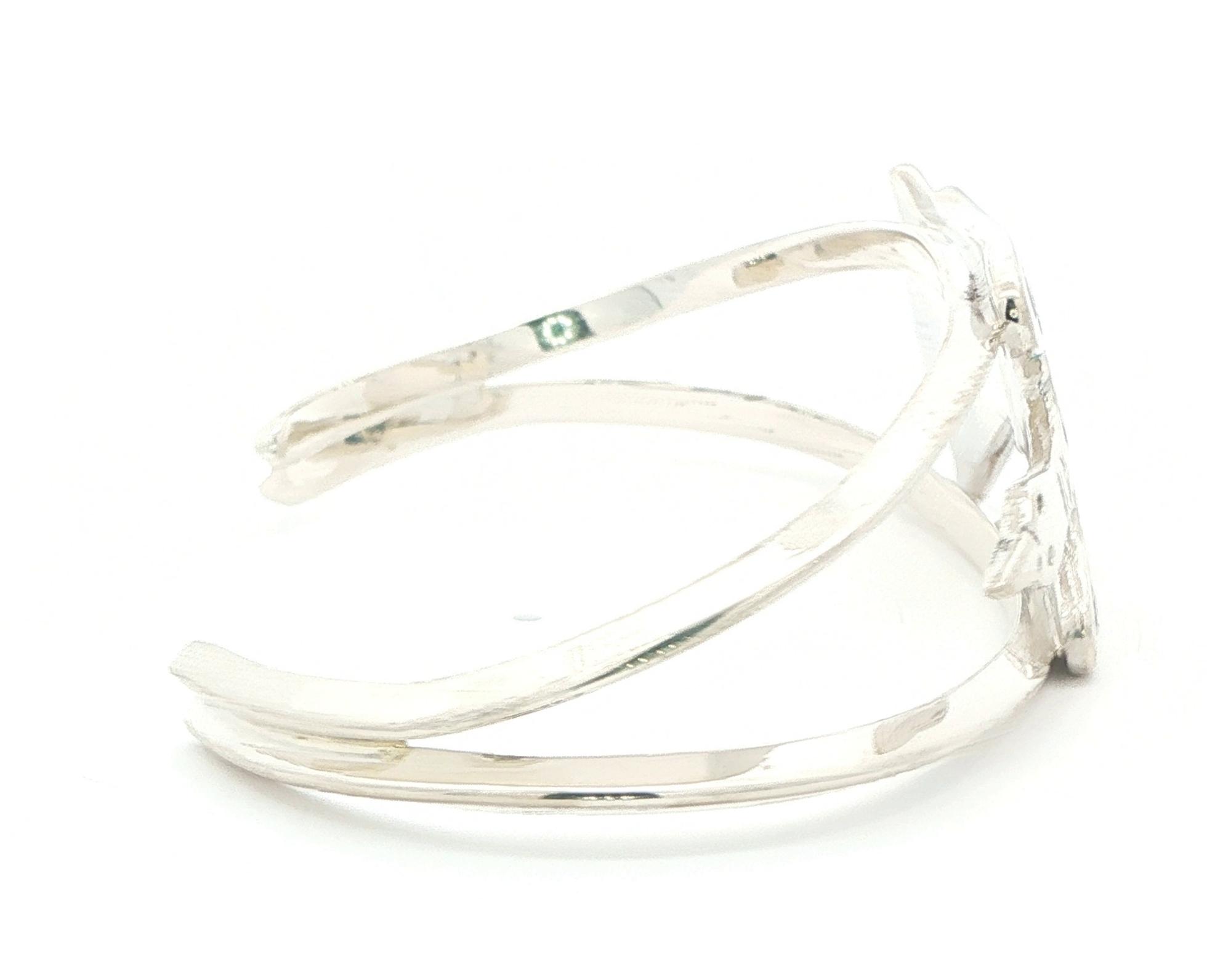 Estate Piece: Turquoise and Coral Inlay Thunderbird Cuff Bracelet in Sterling Silver side
