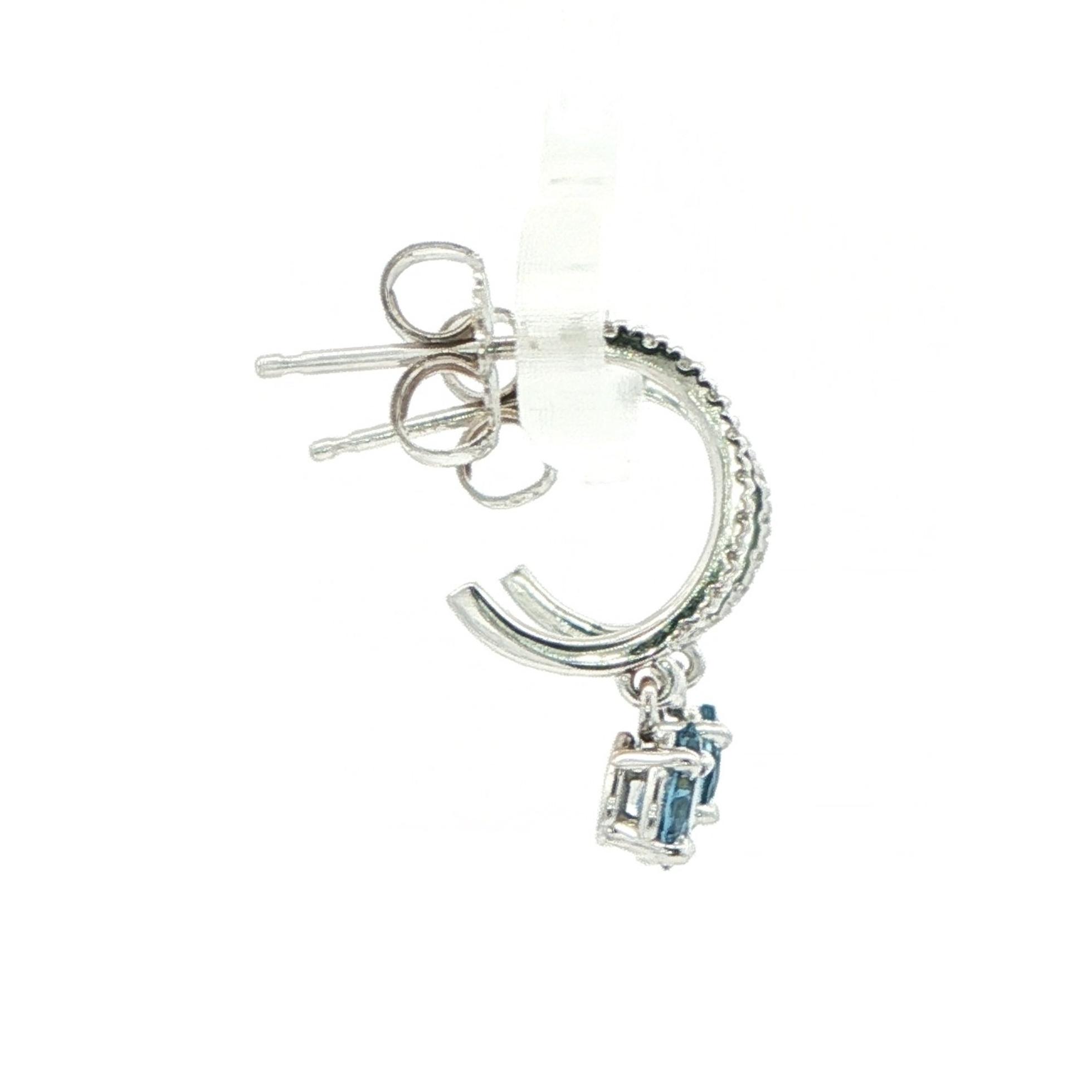 Montana Yogo Sapphire and Diamond Pave Hoop Dangle Earrings in White Gold (0.46cts TWT) side