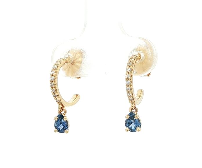 content/products/Montana Yogo Sapphire and Diamond Pave Hoop Dangle Stud Earrings in Yellow Gold (0.46cts TWT) angled