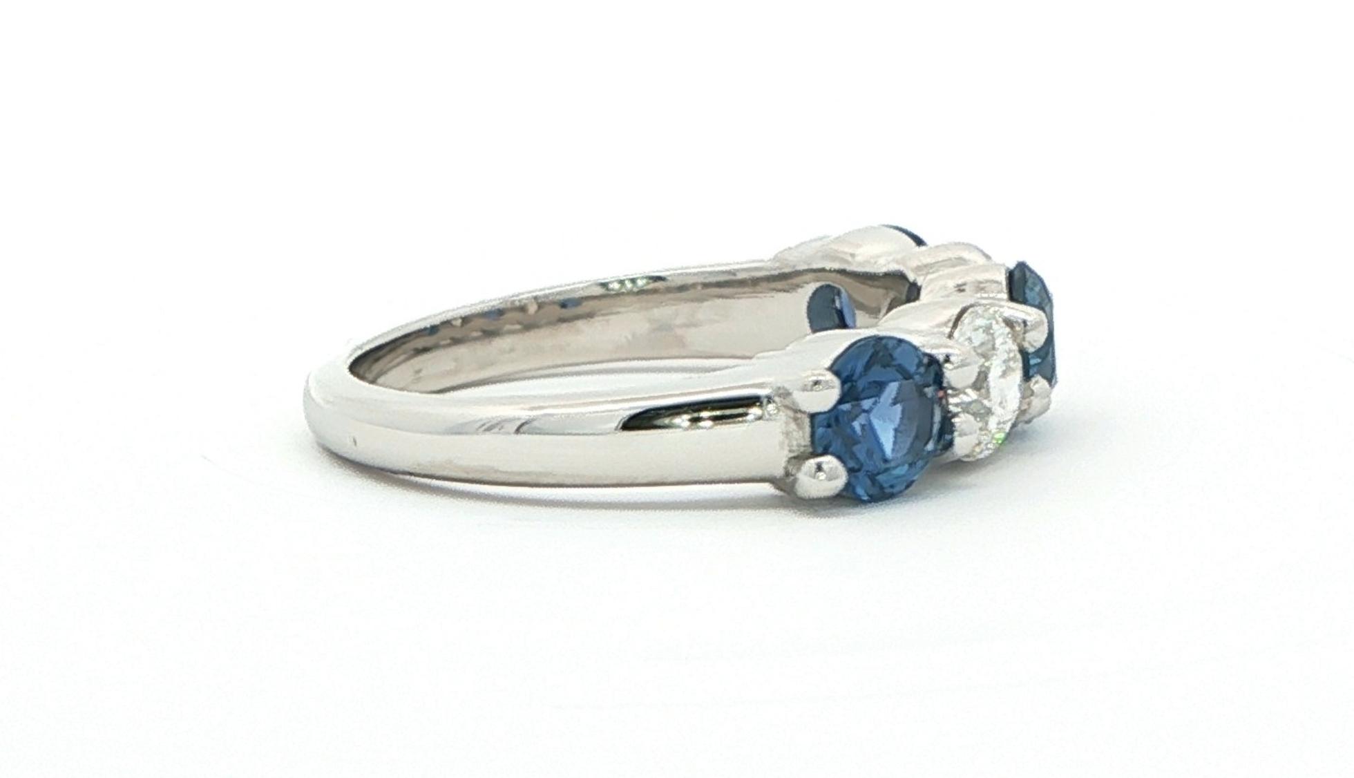 5-Stone Share-Prong Montana Yogo Sapphire and Diamond Ring in Platinum (2.17cts TWT) side