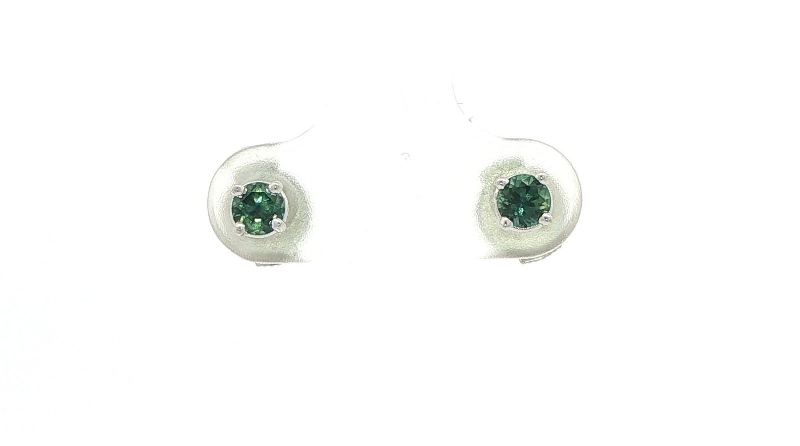 4-Prong Bluish Green Montana Sapphire Stud Earrings in White Gold (0.45cts TWT)