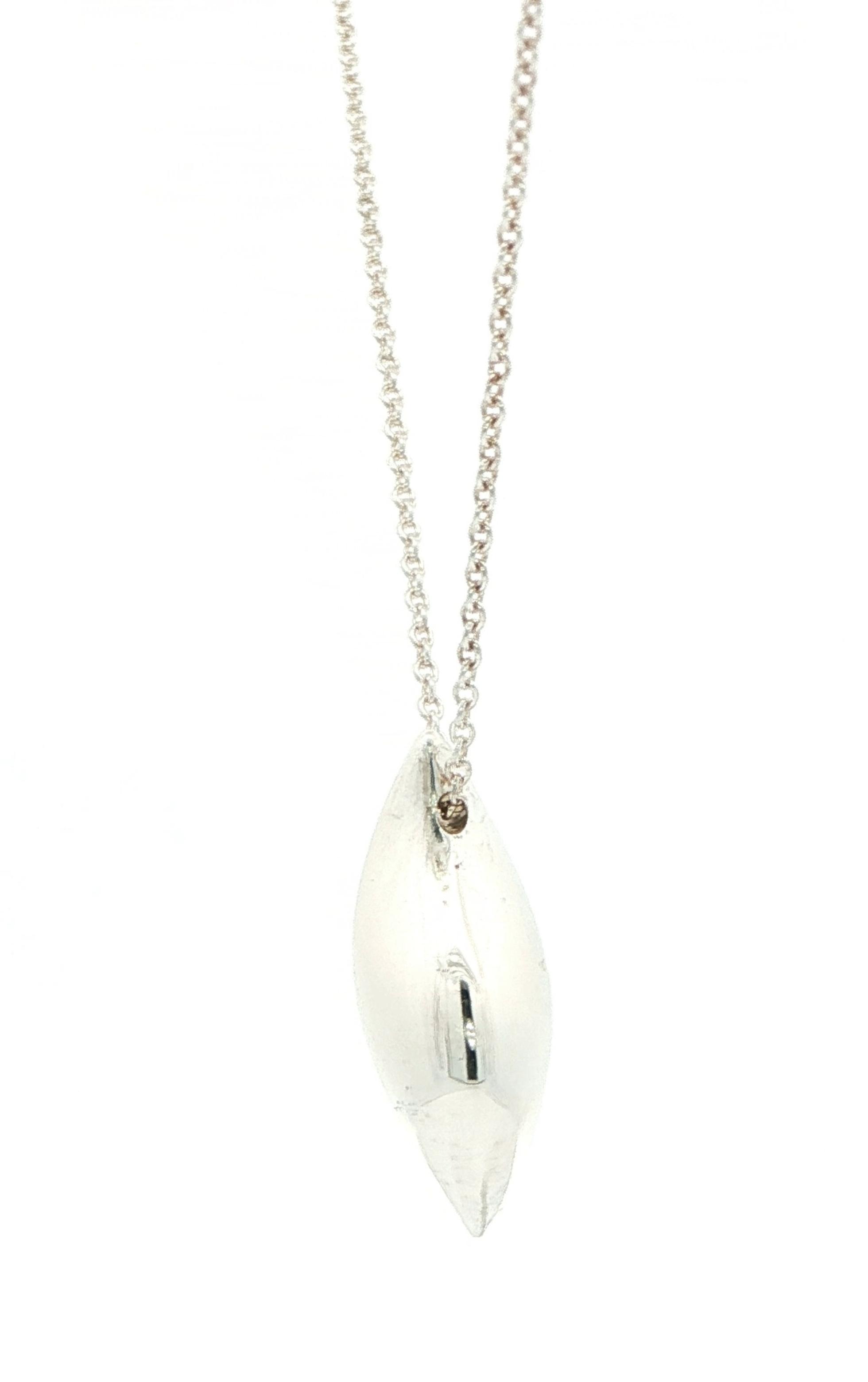 Estate Piece: Tiffany & Co Elsa Peretti Feather Necklace in Sterling Silver side