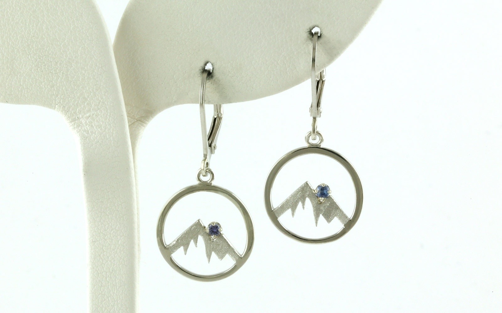 Circle Mountain Silhouette with Montana Yogo Sapphire Earrings in Sterling Silver (0.06cts TWT)