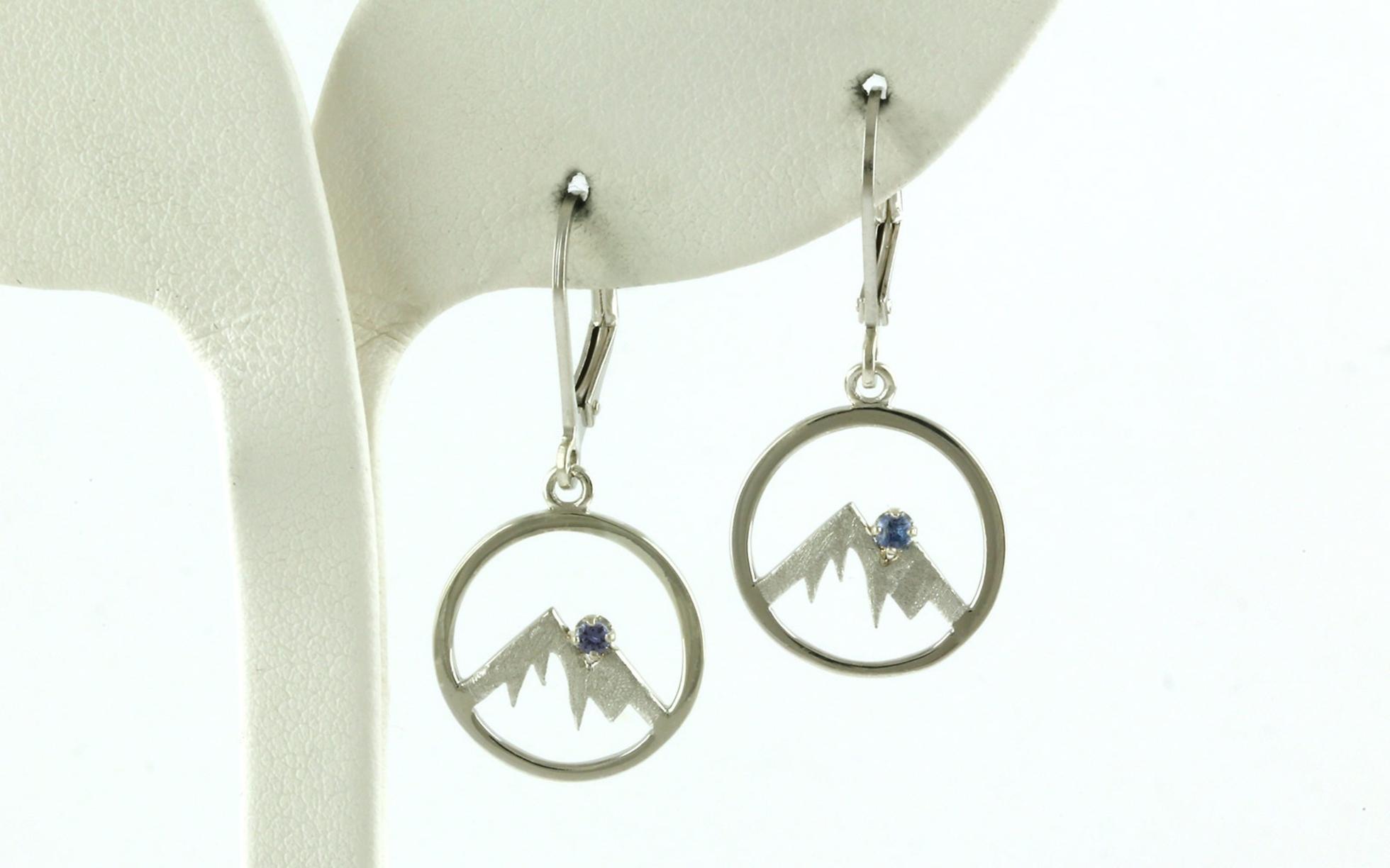 Circle Mountain Silhouette with Montana Yogo Sapphire Earrings in Sterling Silver (0.06cts TWT)