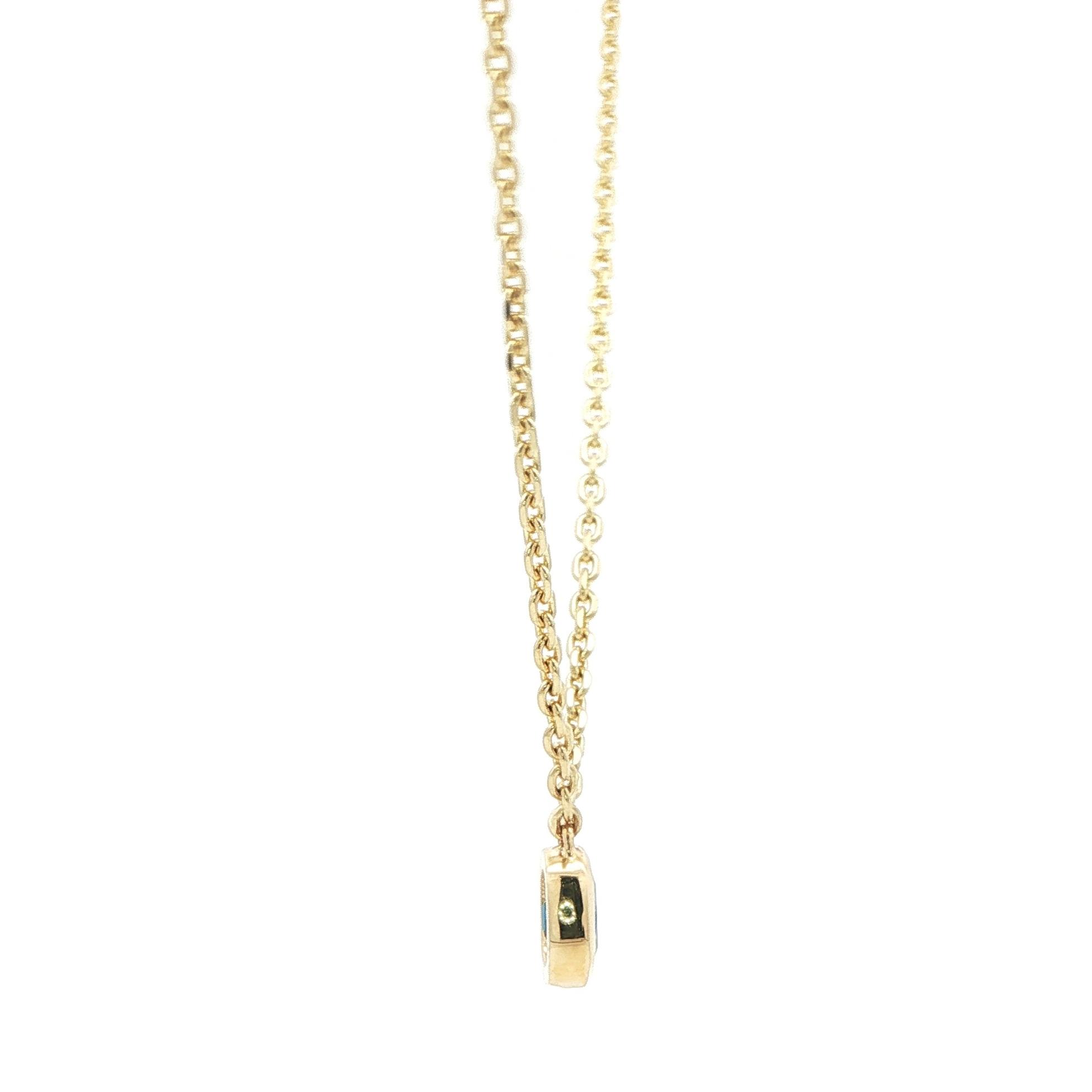 Bezel-set Cushion-cut Montana Yogo Sapphire Necklace on Split Chain in Yellow Gold (1.16cts TWT) side