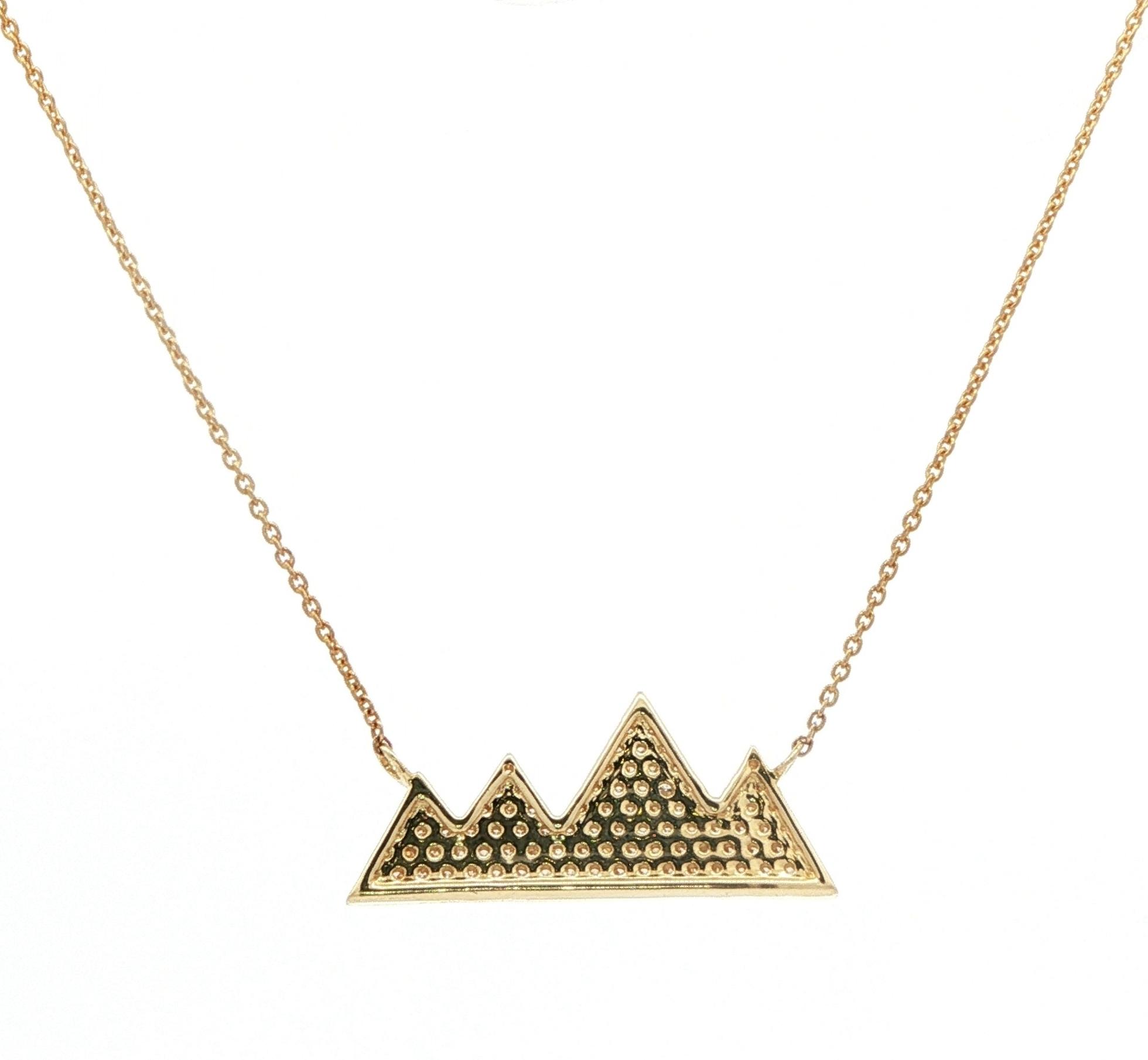 Diamond Pave Mountain Necklace in Yellow Gold (0.50cts TWT) back