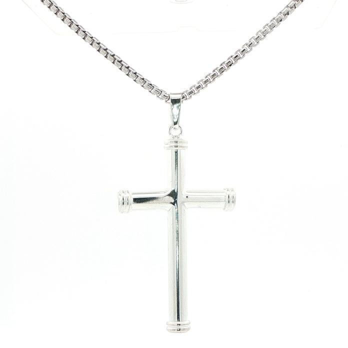 content/products/Large Hollow Rounded Cross Necklace in Sterling Silver