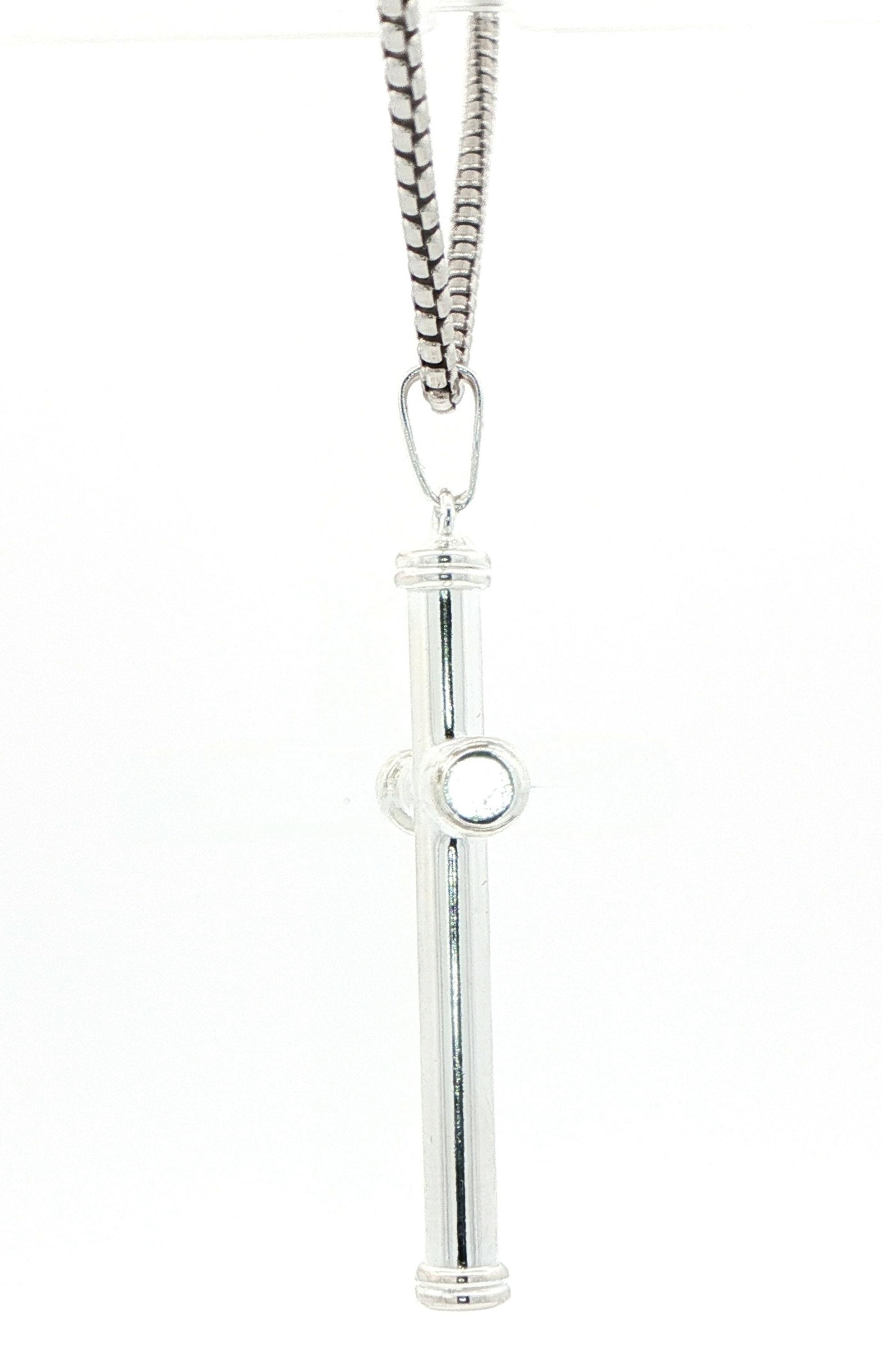 Large Hollow Rounded Cross Necklace in Sterling Silver side