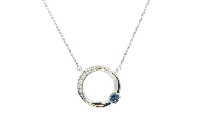 content/products/Polished Circle Montana Yogo Sapphire and Diamond Pave Necklace in White Gold (0.18cts TWT)