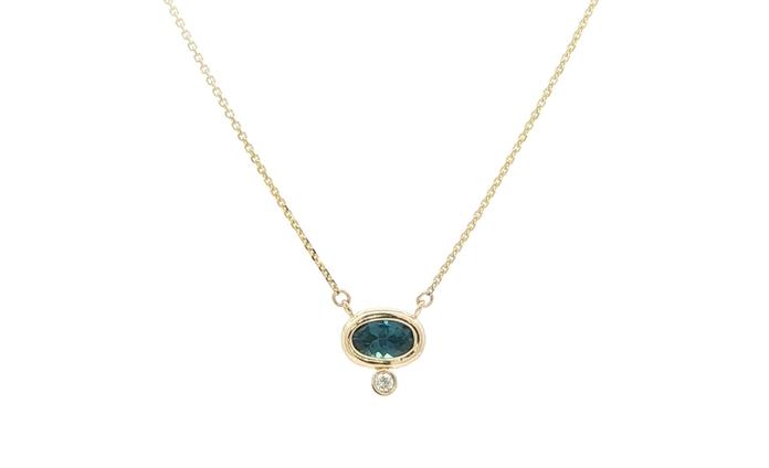 content/products/Two-Stone Back-Set Montana Sapphire and Diamond Necklace in Yellow Gold (0.67cts TWT)
