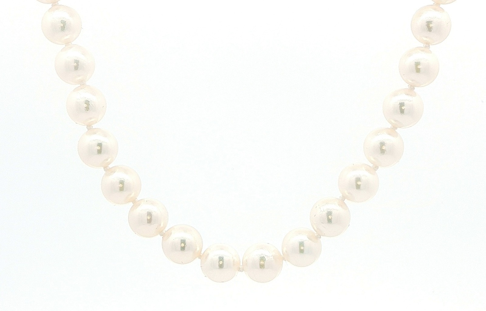 Estate Piece: Single Strand Akoya Pearl Necklace in Yellow Gold