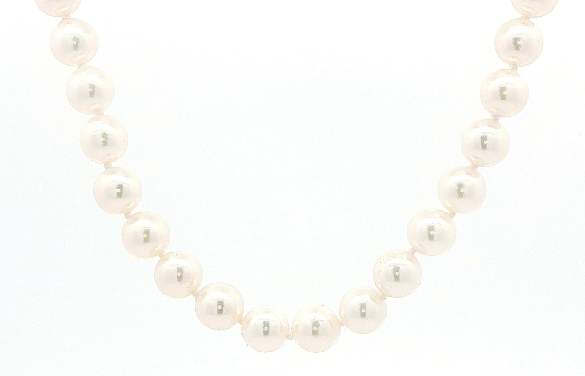 Estate Piece: Single Strand Akoya Pearl Necklace in Yellow Gold