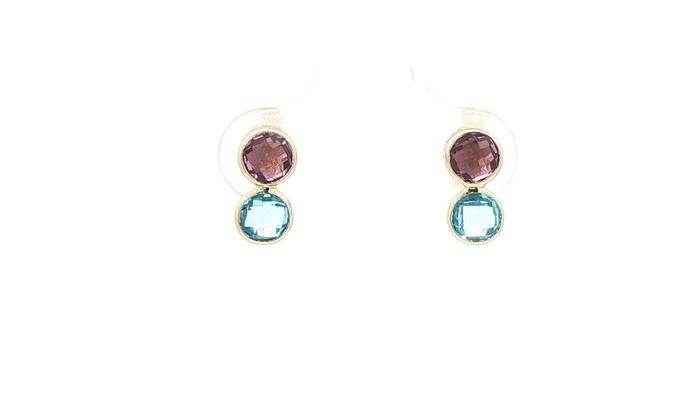 content/products/Two-Stone Bezel-Set Amethyst and Blue Topaz Earrings in Yellow Gold (1.00cts TWT)