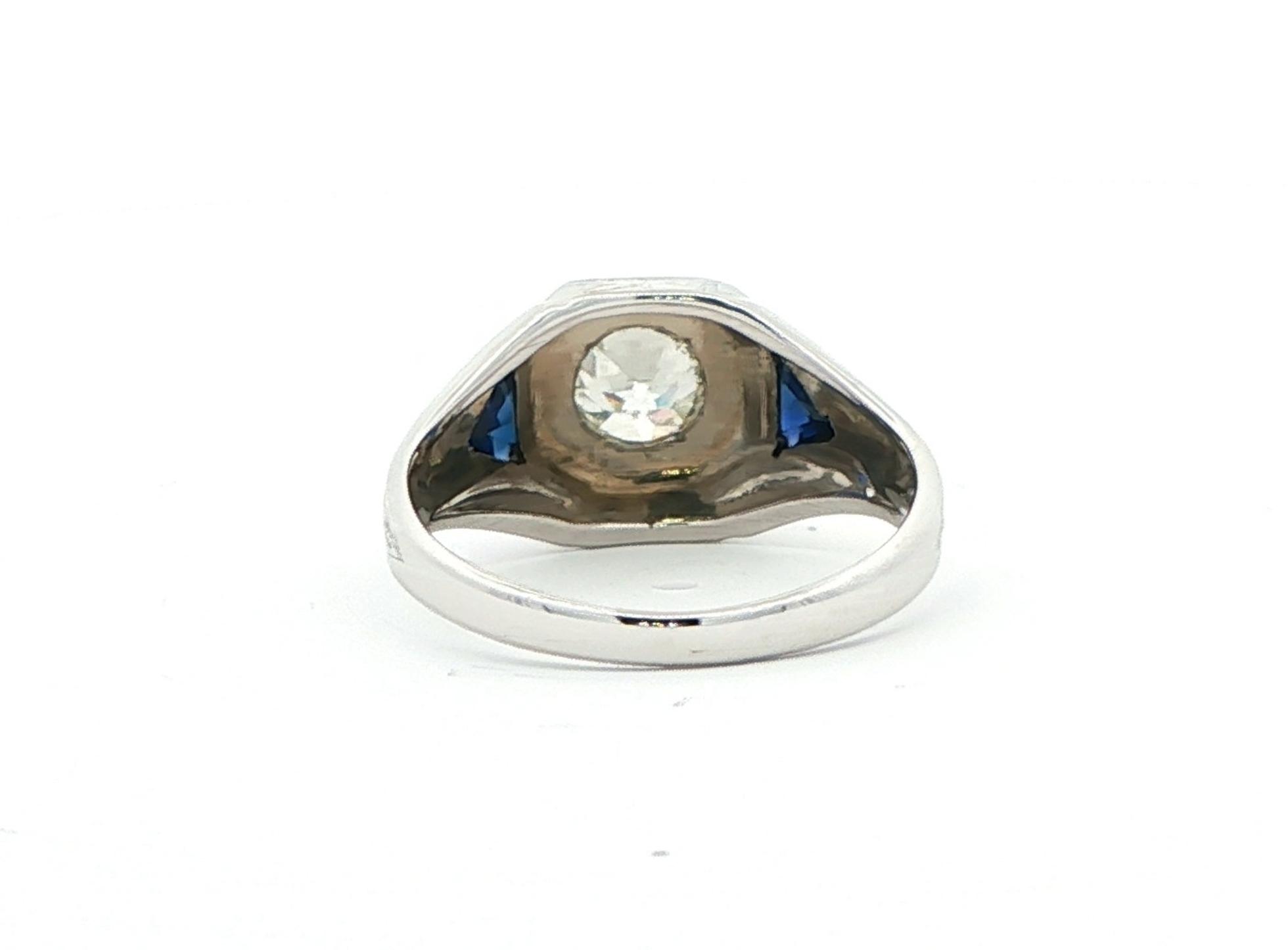 Estate Piece: Diamond and Sapphire Ring in White Gold (0.70ct) back