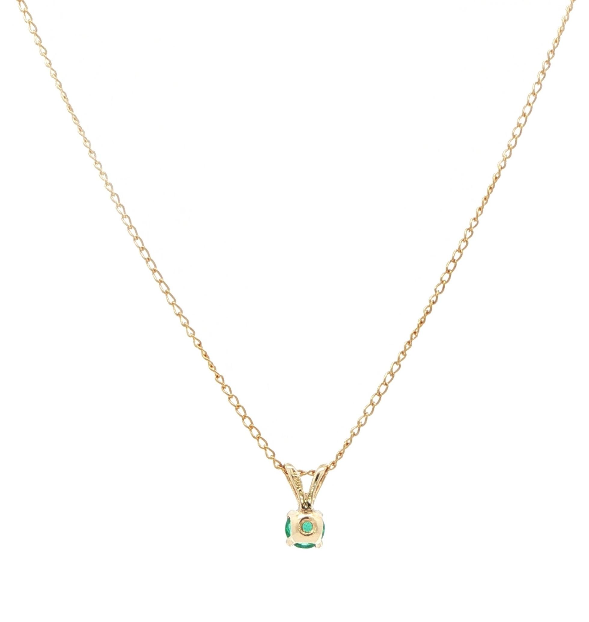 Estate Piece: Emerald Solitaire Pendant in Yellow Gold (0.20ct) back