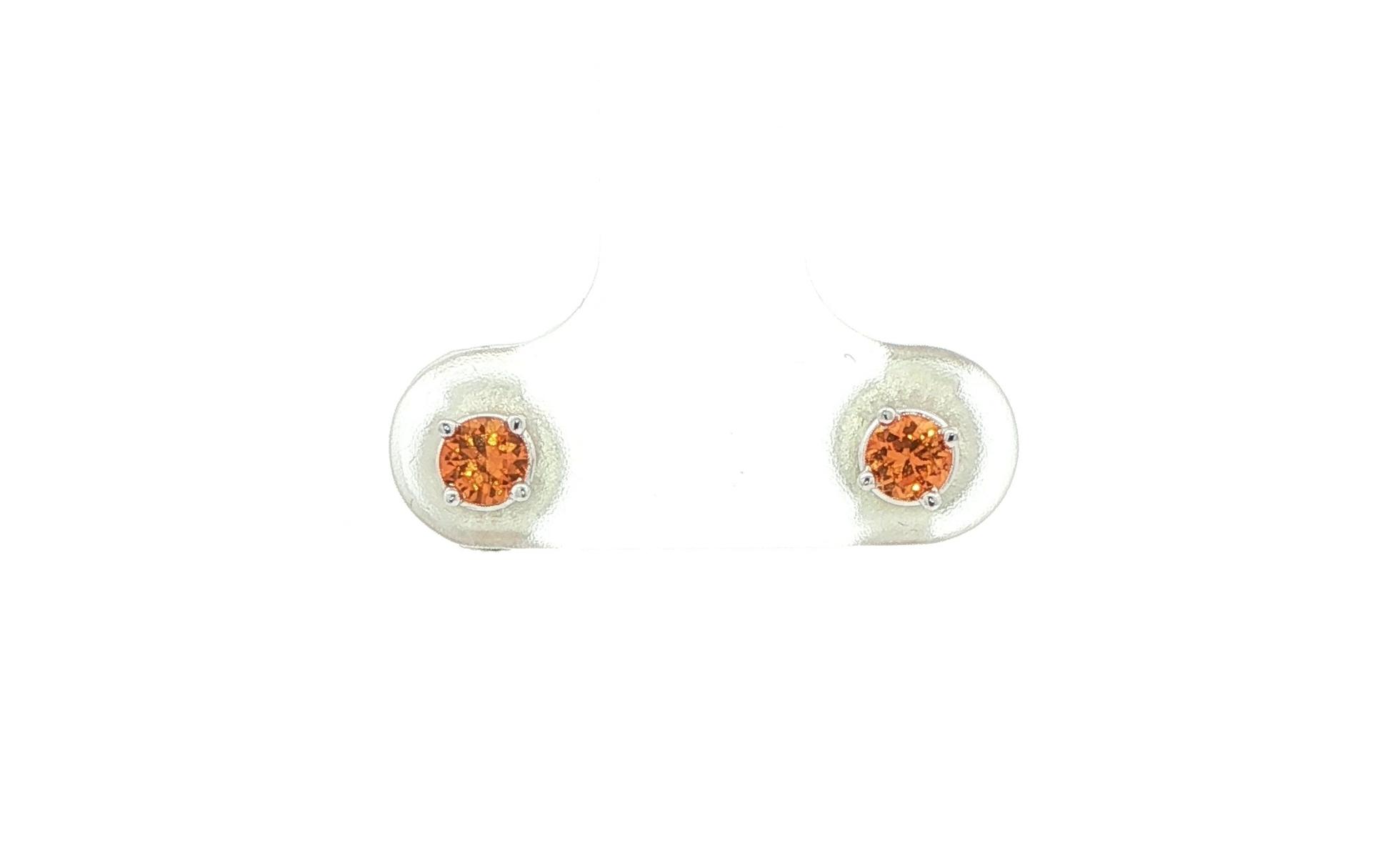 4-Prong Orange Montana Sapphire Stud Earrings in White Gold (0.35cts TWT)
