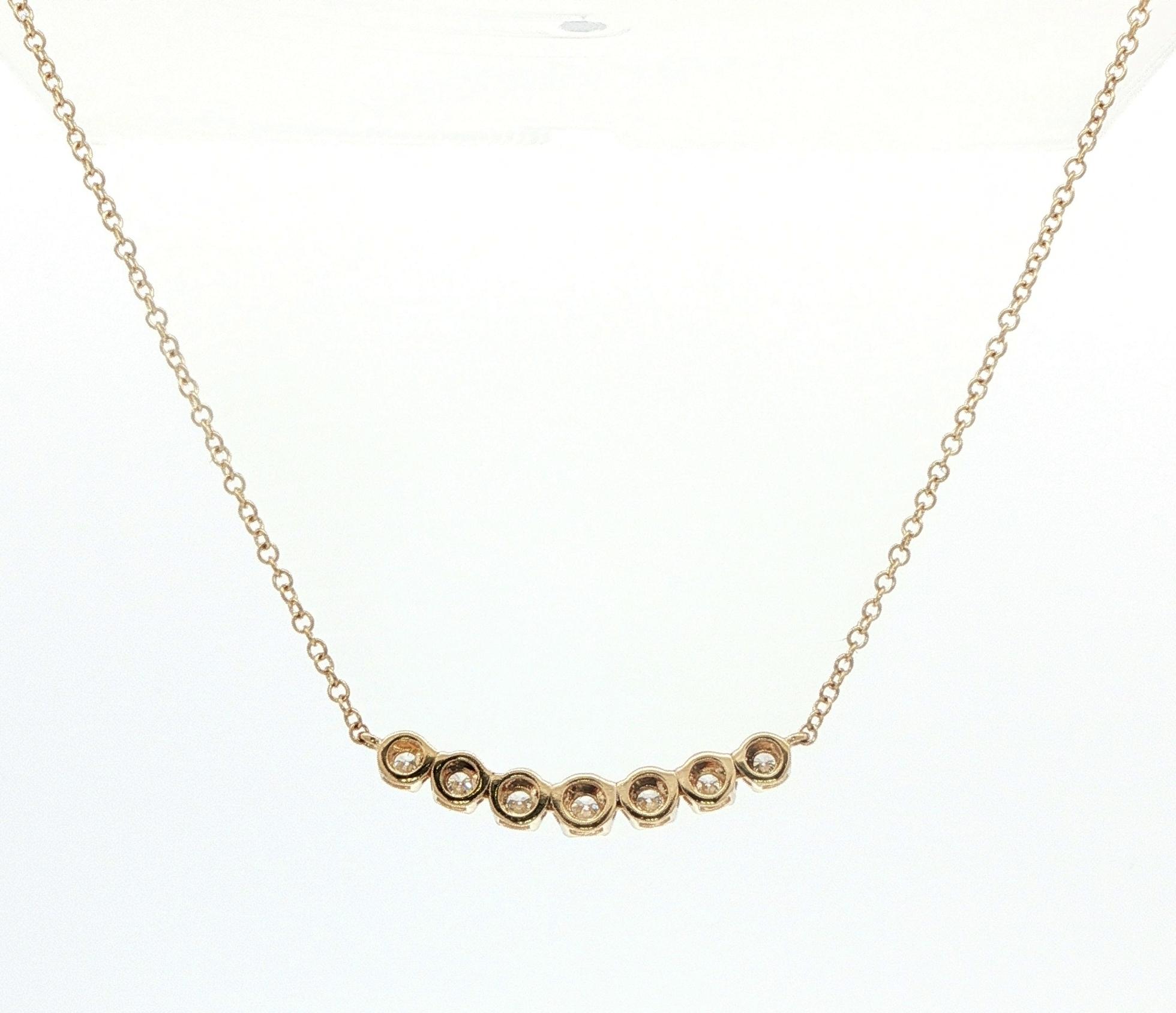 7-Stone Diamond Bar Necklace in Yellow Gold (0.31cts TWT) back
