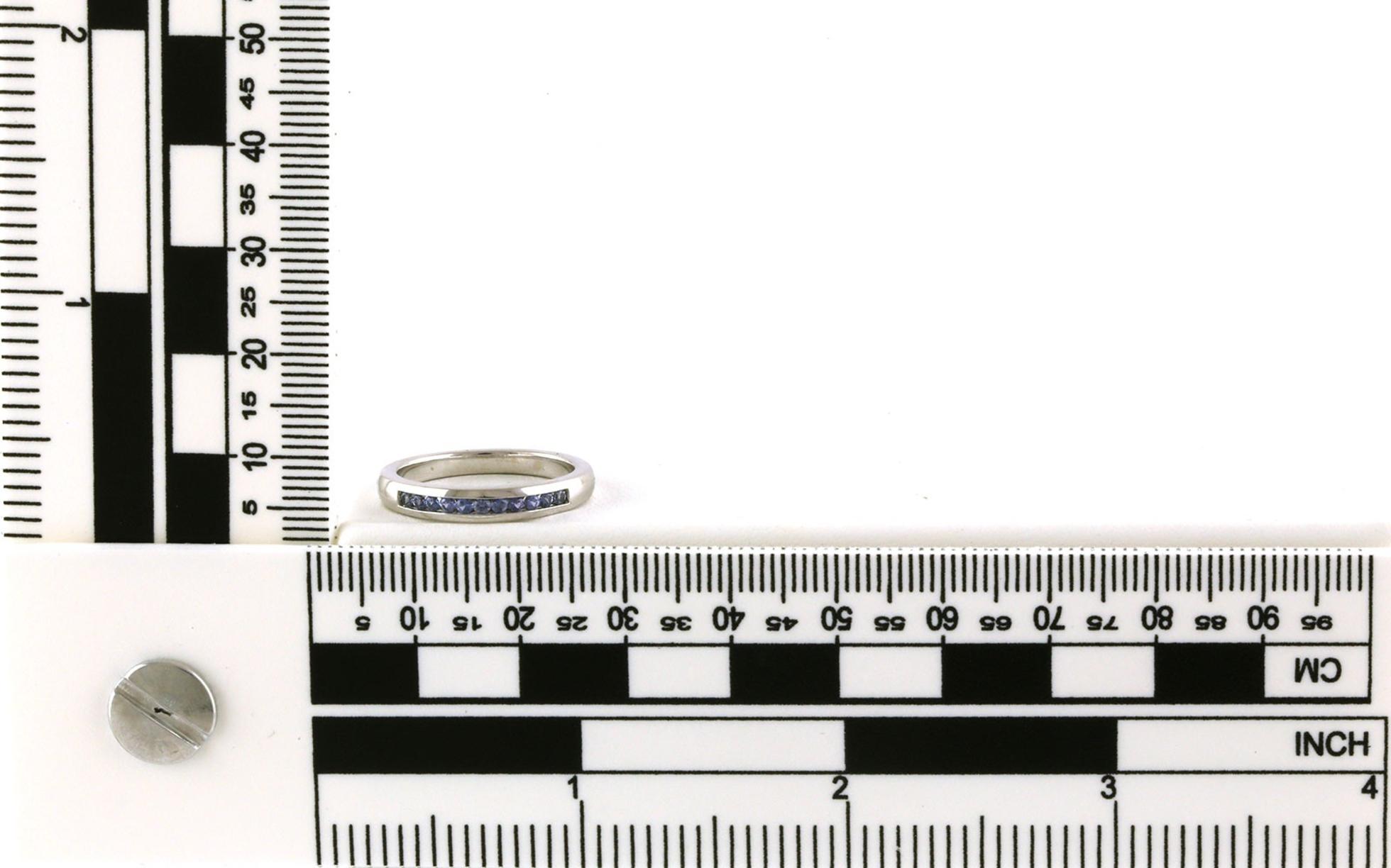 11-Stone Channel-Set Montana Yogo Sapphire Ring in White Gold (0.22cts TWT) scale