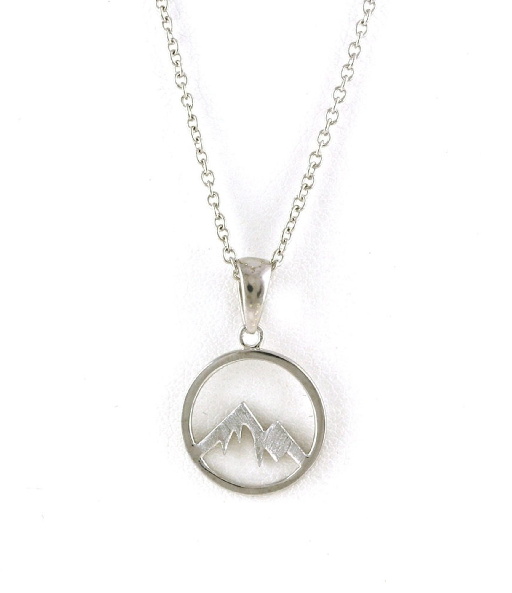 Small Round Jagged Mountain Pendant in Sterling Silver