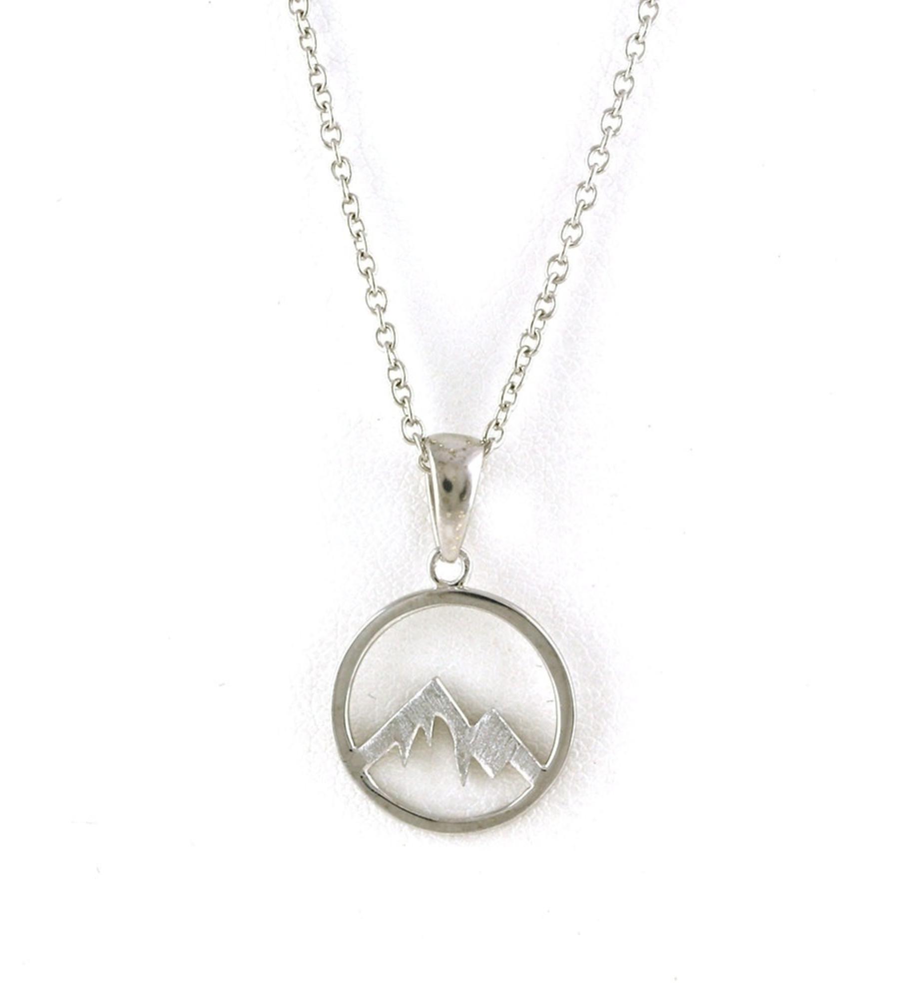 Small Round Jagged Mountain Pendant in Sterling Silver