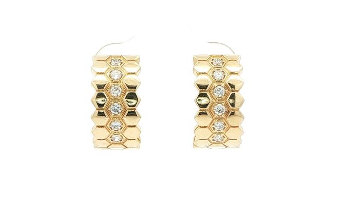 content/products/Honeycomb Diamond Hoop Earrings in Yellow Gold (0.30cts TWT)