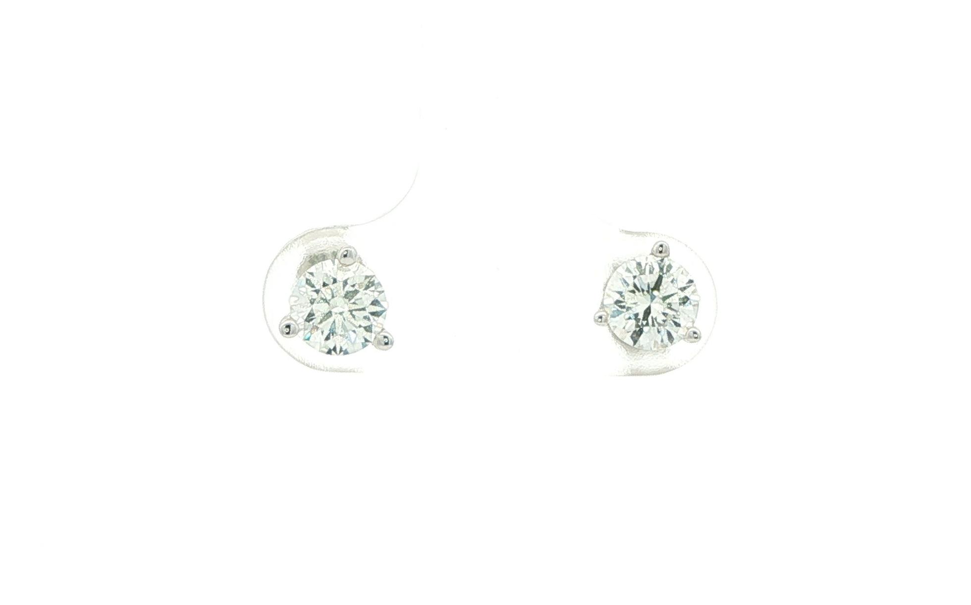 3-Prong Diamond Stud Earrings in White Gold (1.00cts TWT)