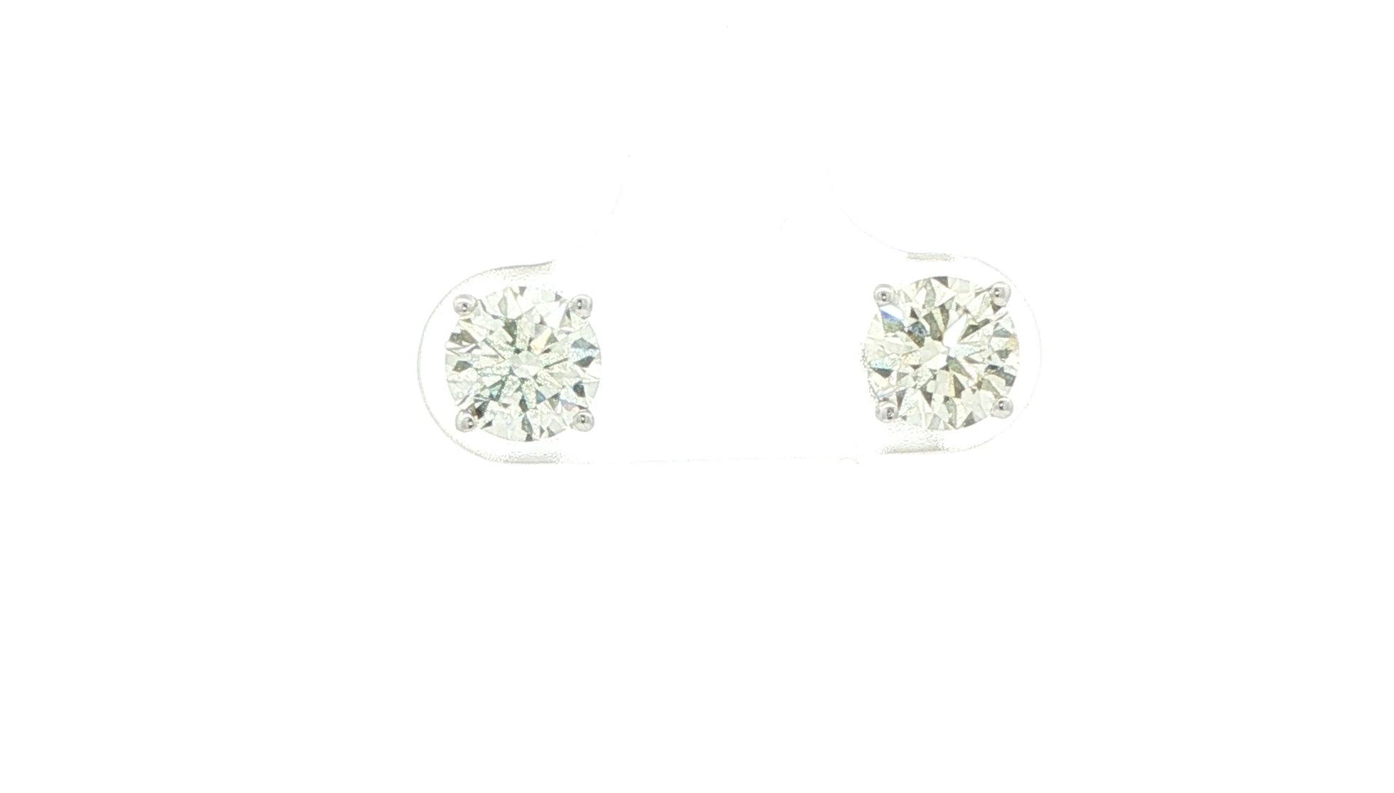 4-Prong Basket-Set Diamond Stud Earrings in White Gold (1.61cts TWT)