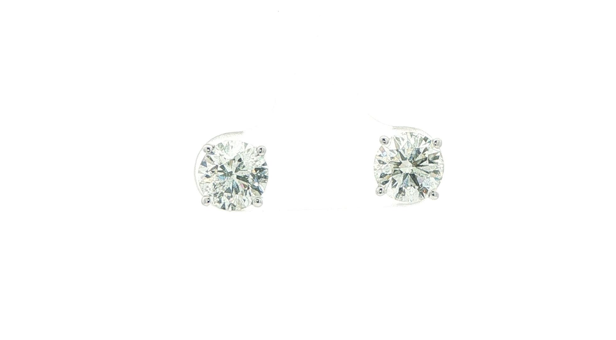 4-Prong Diamond Stud Earrings in White Gold (2.38cts TWT)