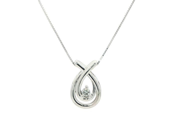 content/products/Estate Piece: Double Teardrop Diamond Solitaire Necklace in White Gold (0.10ct)