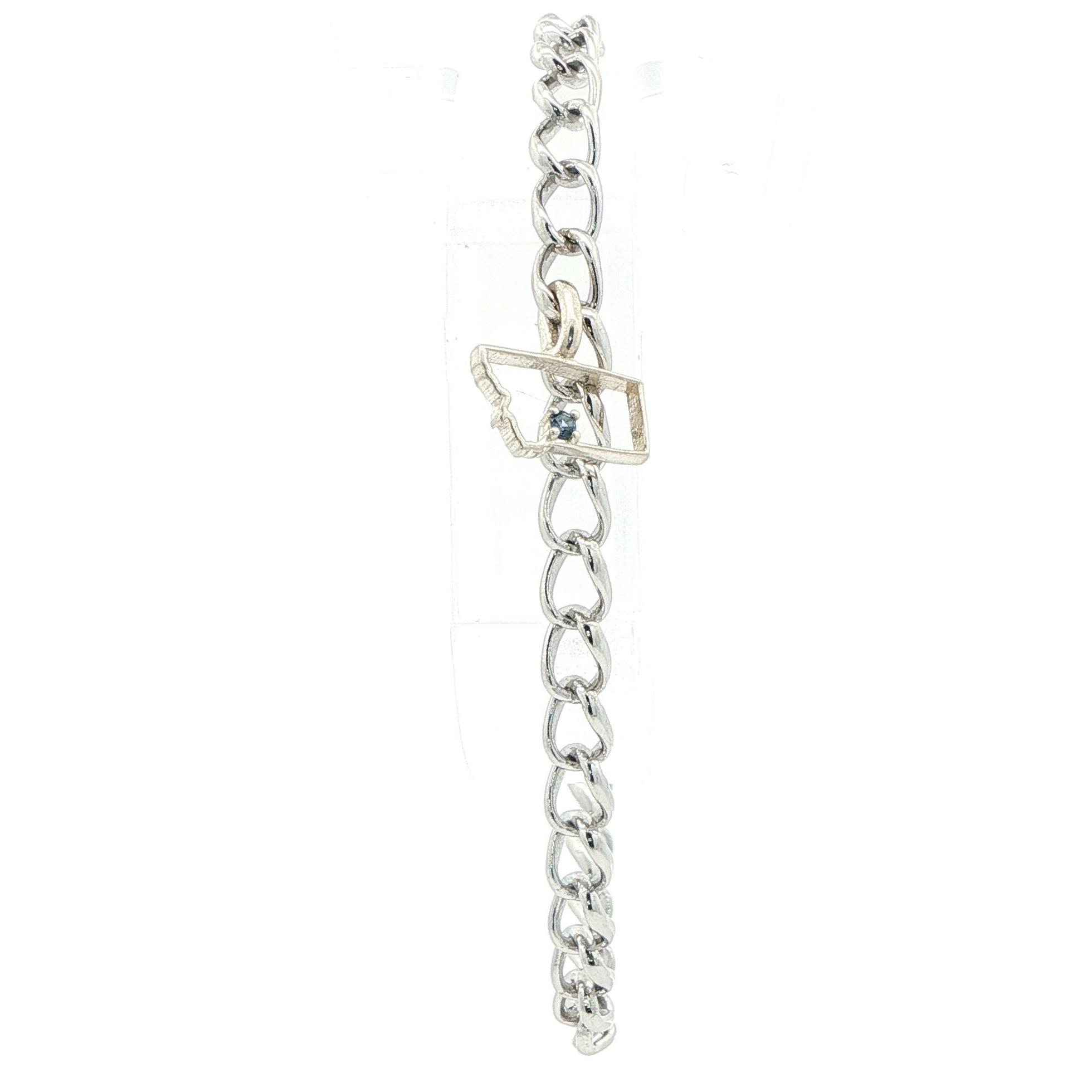State of Montana with Montana Yogo Sapphire Charm Bracelet in Sterling Silver (0.03ct) side