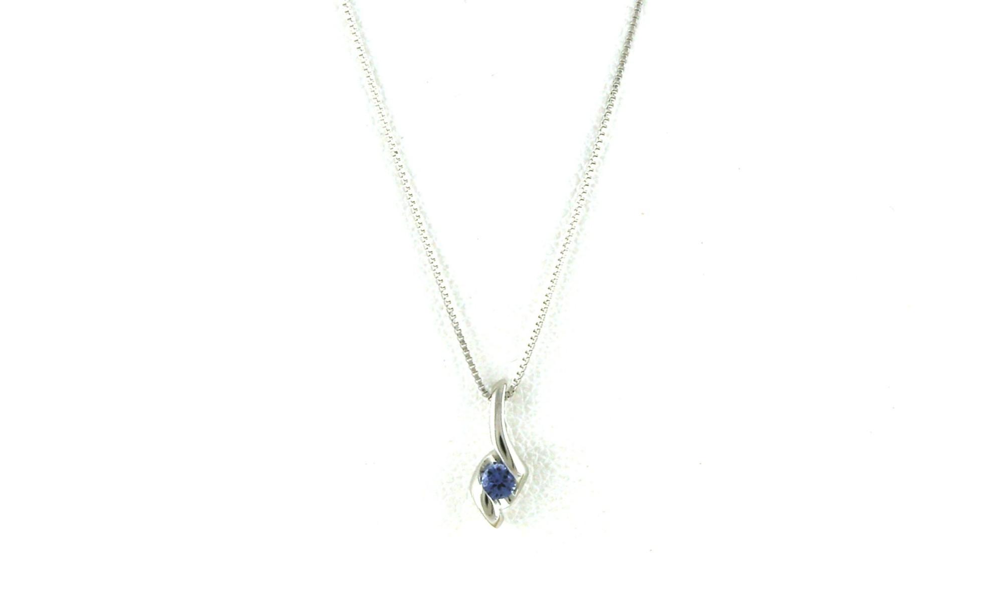 Twist-Style Montana Yogo Sapphire Solitaire Necklace in White Gold (0.05ct)