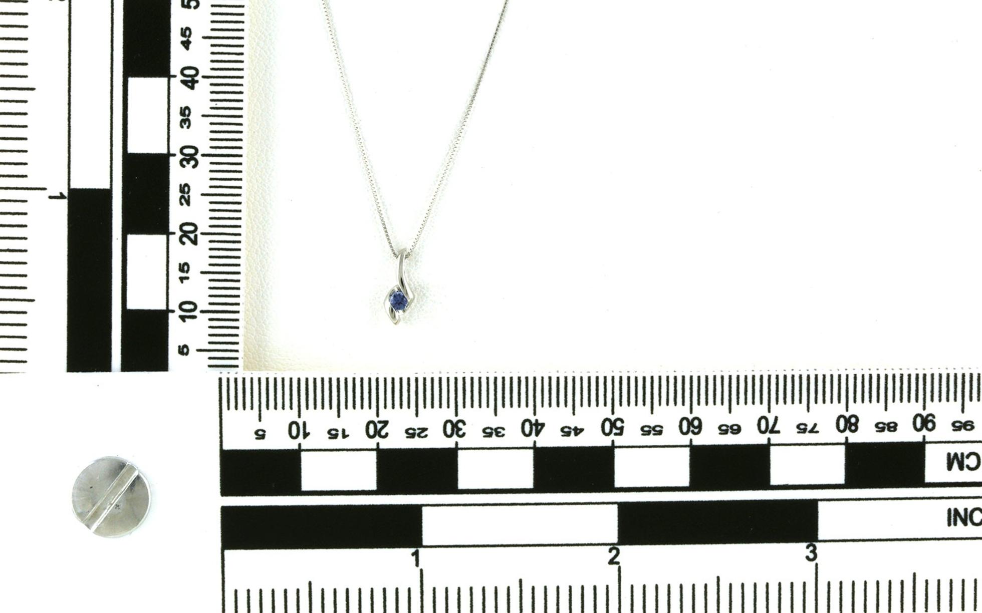 Twist-Style Montana Yogo Sapphire Solitaire Necklace in White Gold (0.05ct) scale