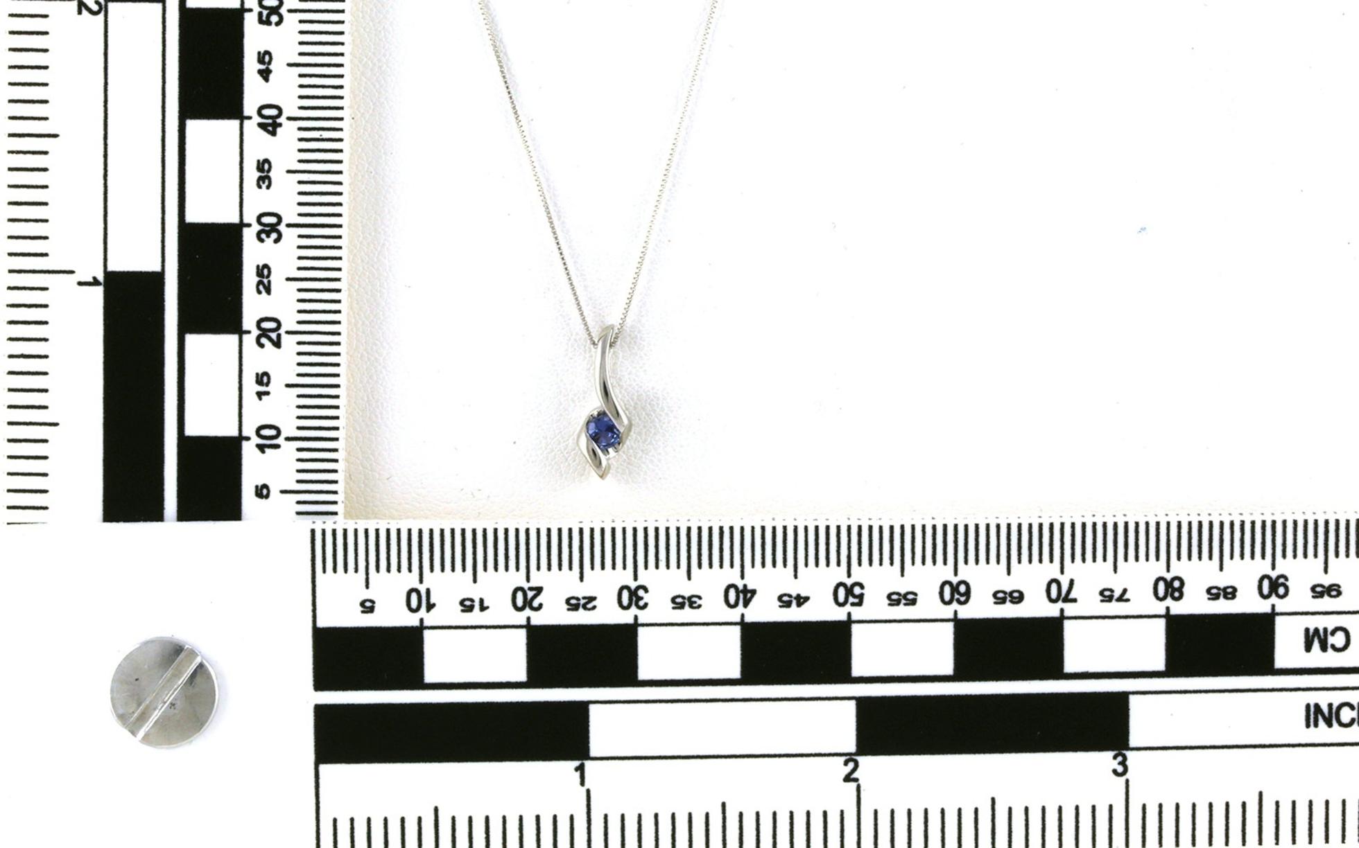 Twist Style Montana Yogo Sapphire Solitaire Necklace in White Gold (0.10ct) scale