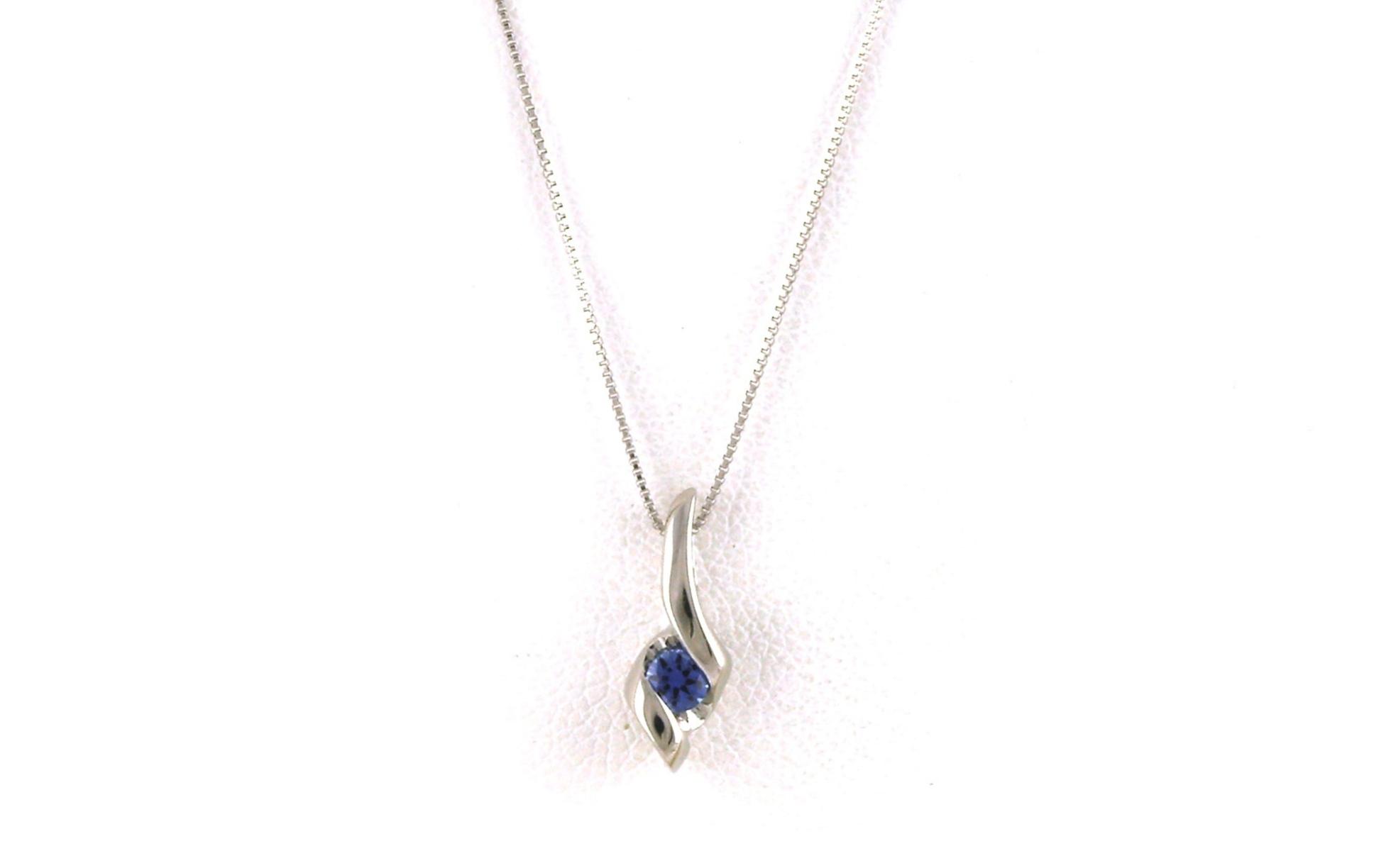 Twist Style Montana Yogo Sapphire Solitaire Necklace in White Gold (0.10ct)