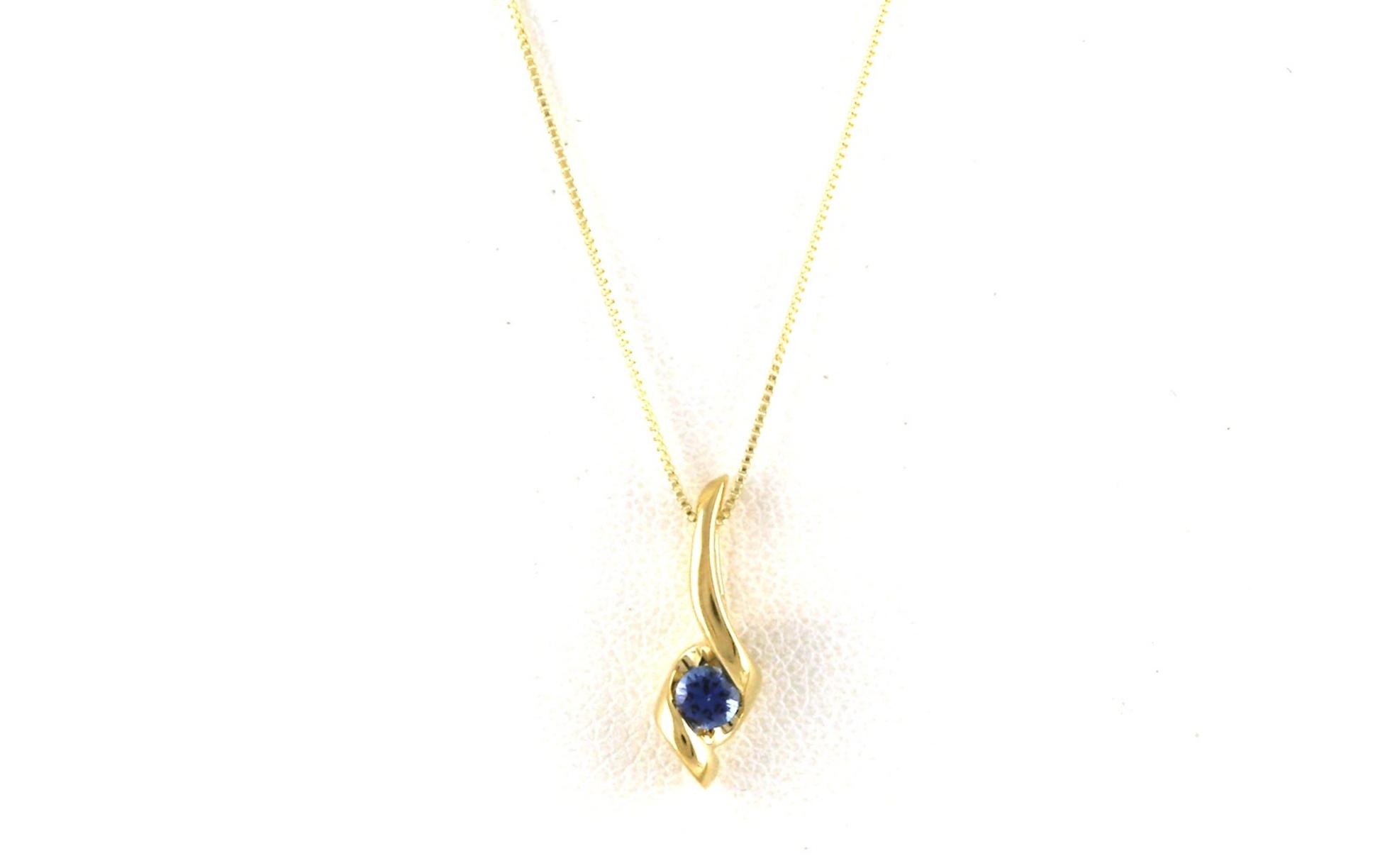Twist Style Montana Yogo Sapphire Solitaire Necklace in Yellow Gold (0.10ct)