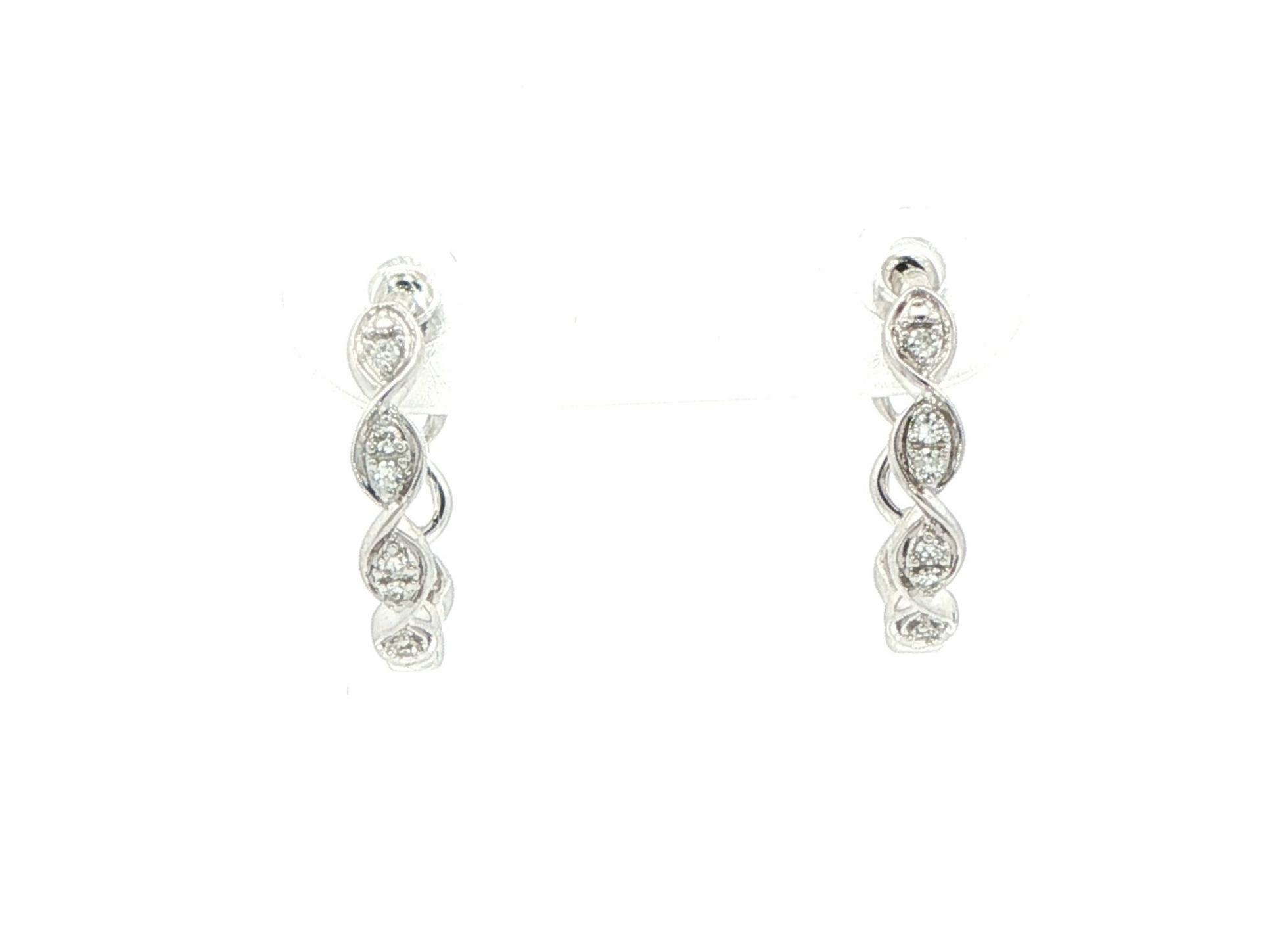 Wavy Diamond Hoop Earrings in White Gold (0.05cts TWT)