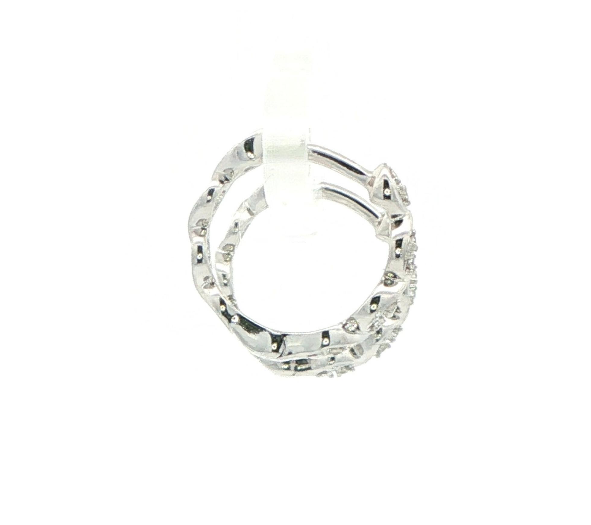 Wavy Diamond Hoop Earrings in White Gold (0.05cts TWT) side