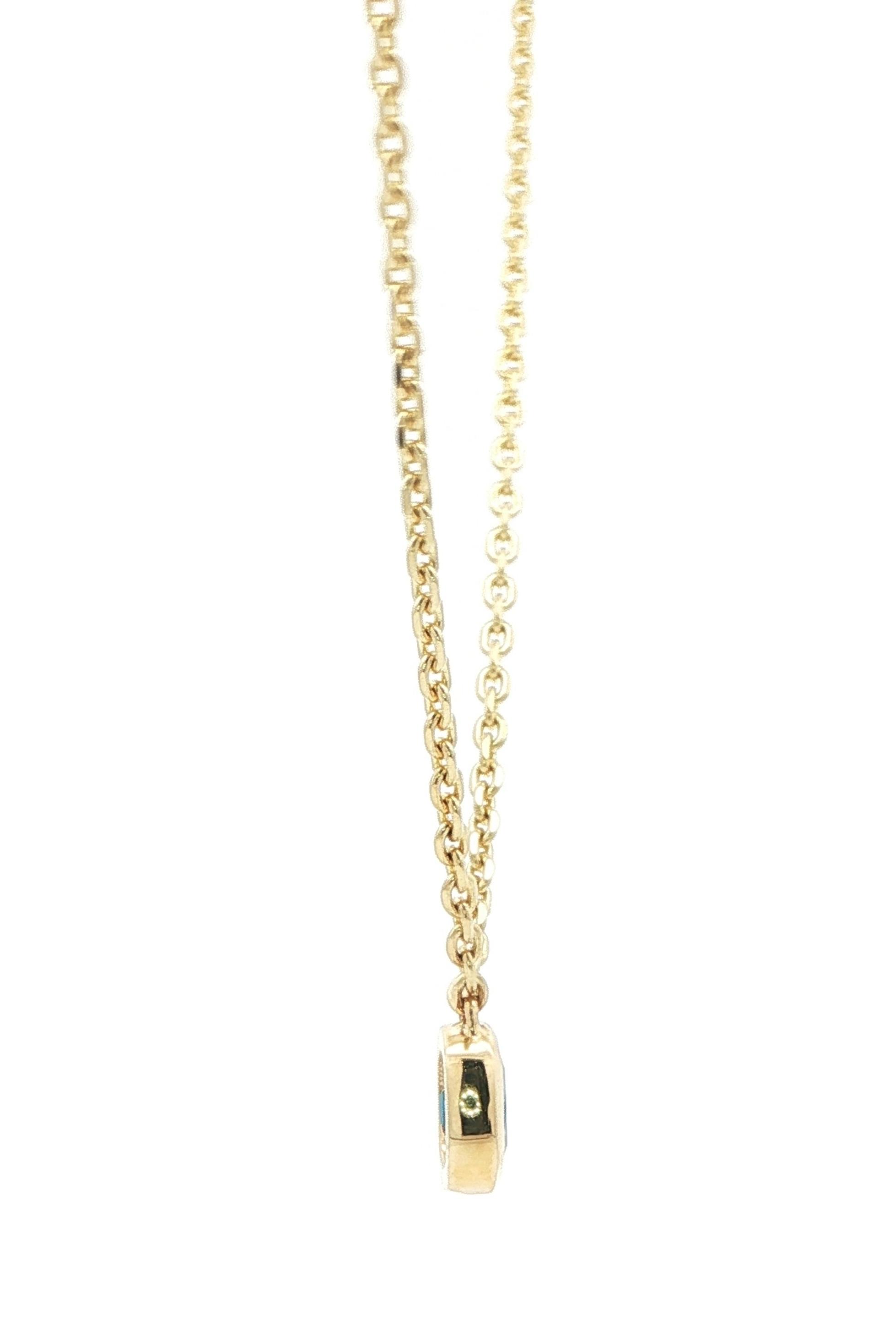 Bezel-set Cushion-cut Montana Yogo Sapphire Necklace on Split Chain in Yellow Gold (1.16cts TWT) side