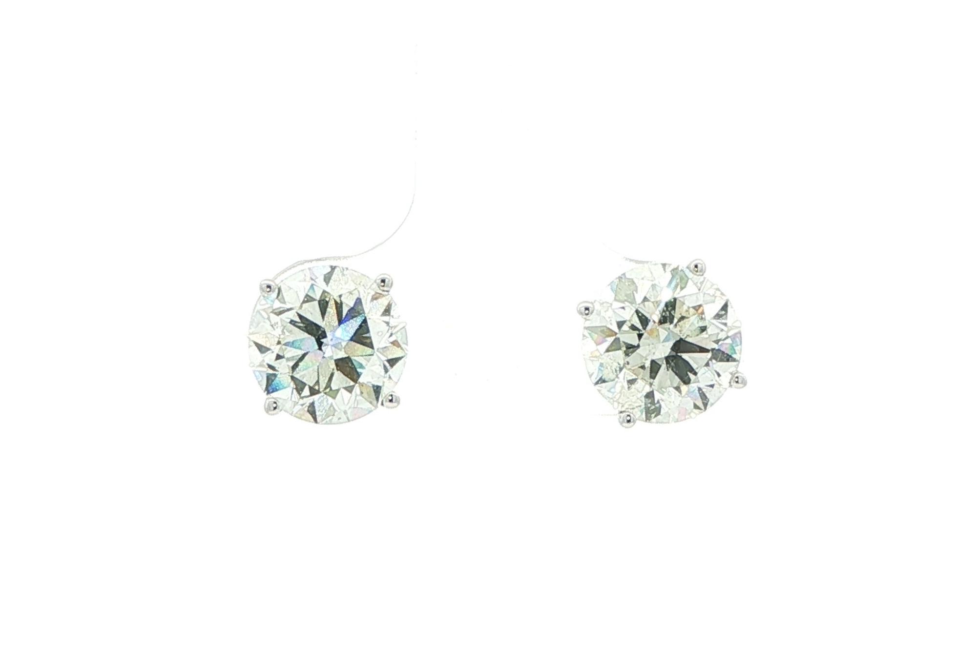 4-Prong Basket-Set Diamond Stud Earrings in White Gold (4.00cts TWT)
