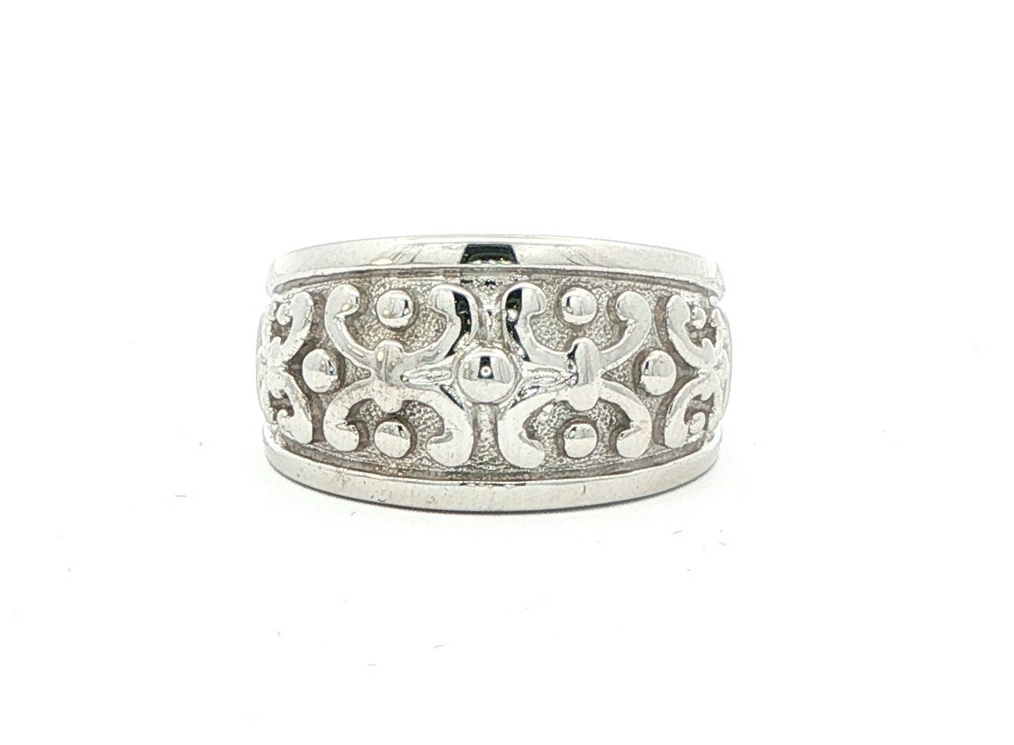 Estate Piece: Wide Filigree Style Ring in White Gold